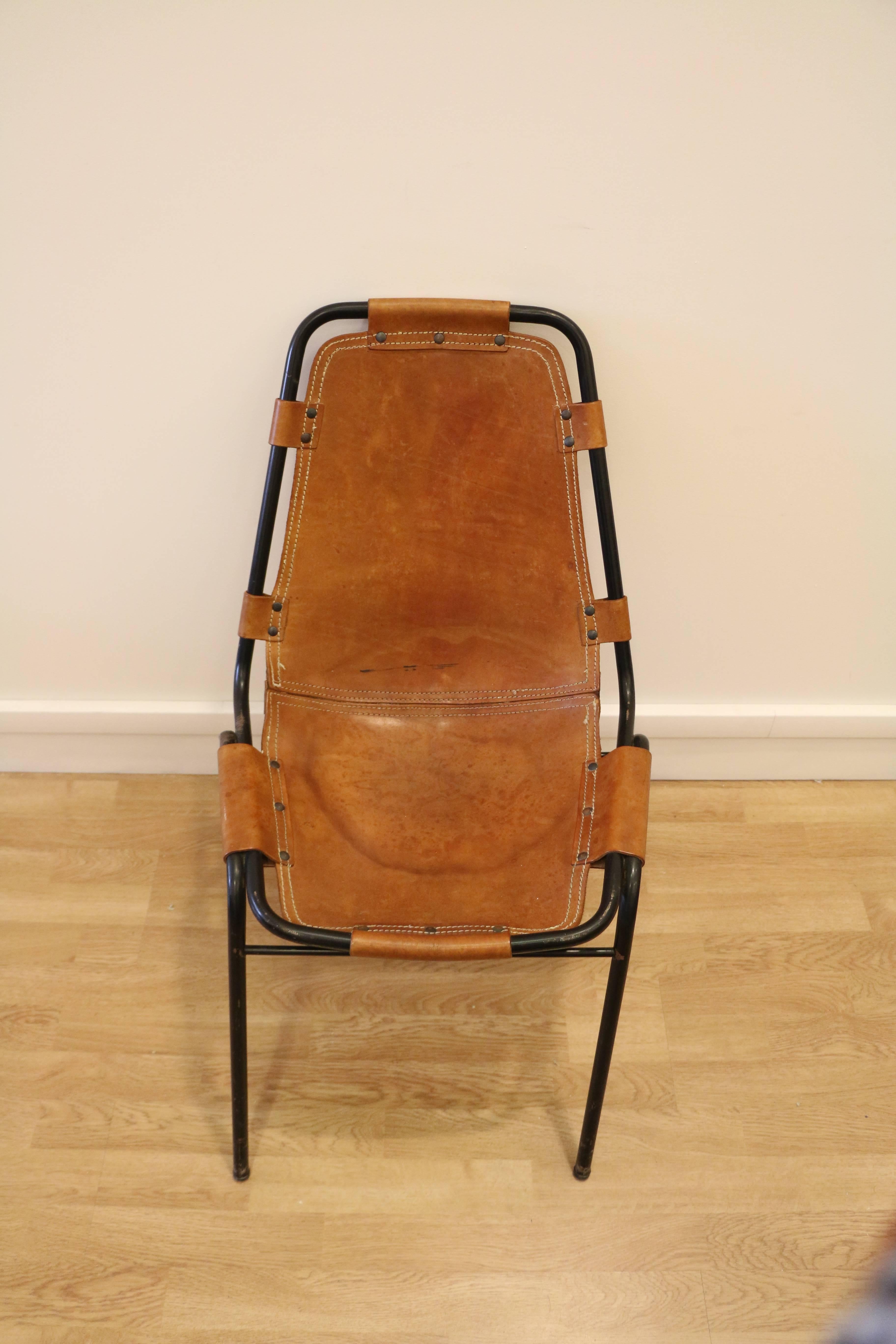 Metal Set of Six Original Les Arcs Chairs, France, 1960s