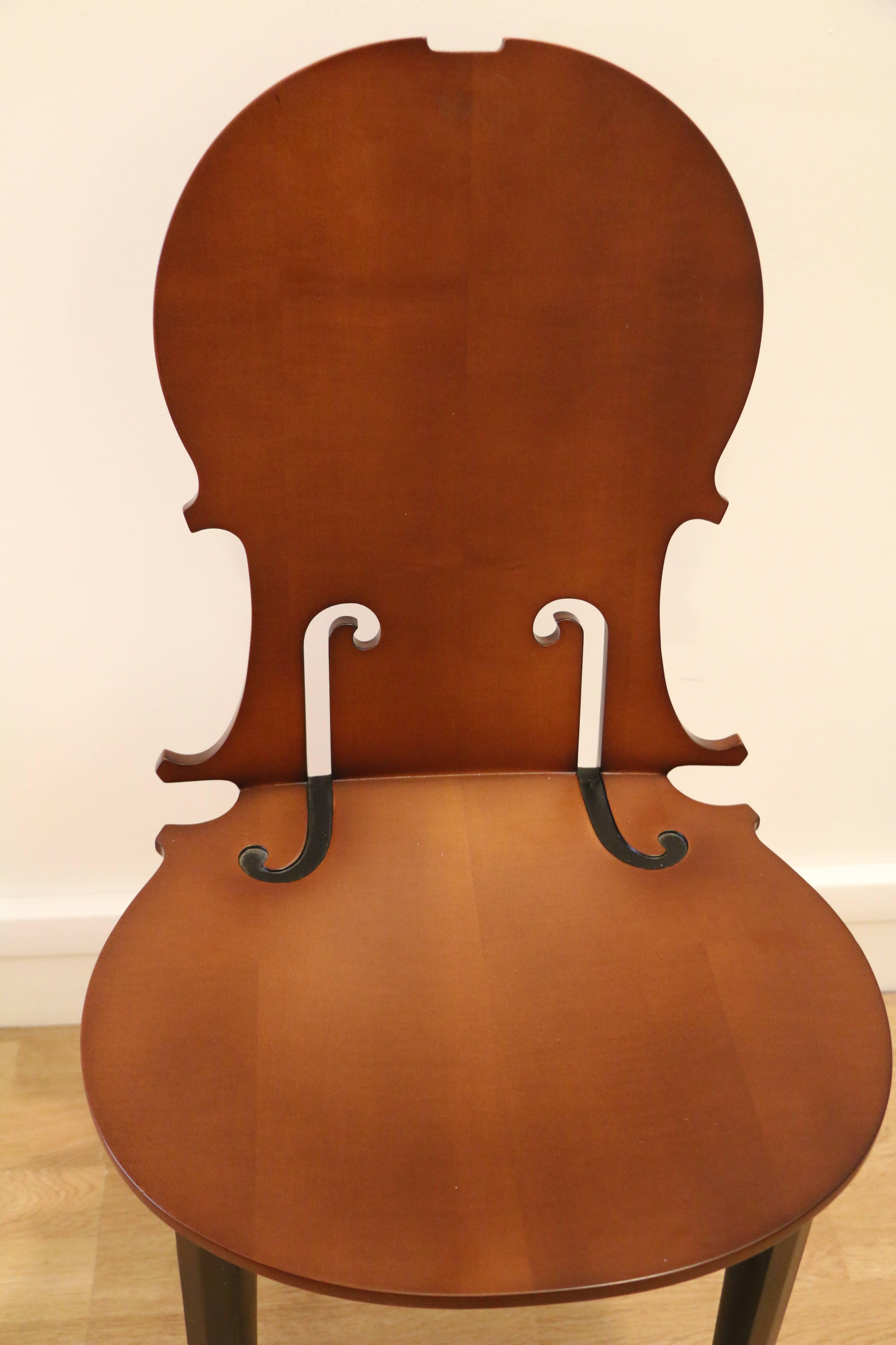 Cello chair by Arman editions Hugues Chevalier n°4/50. Wood (sycamore and beech), France.
Signed under the seat on a brass plate.
To our knowledge this is the only wood edition of the famous Cello chair by Arman.
Dimensions:
H : 85,5 cm ; H
