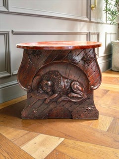 Black Forest Carved Figure of the Lion of the Swiss Guards now repurposed