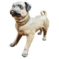 Painted Austrian Terracotta Model of a Pug Dog, Circa 1880