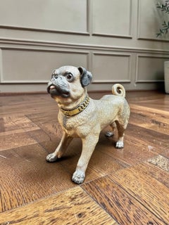 Painted Austrian Terracotta Model of a Pug Dog, Circa 1880