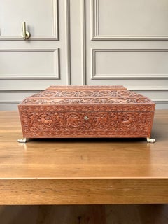A large and finely carved mysore sandalwood casket South India, circa 1850