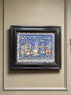 A Fine and Important Qajar Underglaze-Painted Moulded Pottery Figural Tile Persi