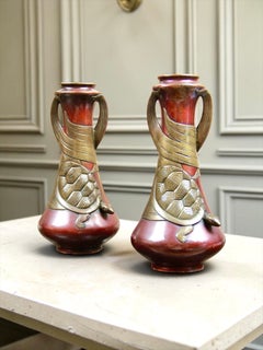 A pair of Japanese bronze ‘tortoise’ vases Meiji / taishō period, early 20th C