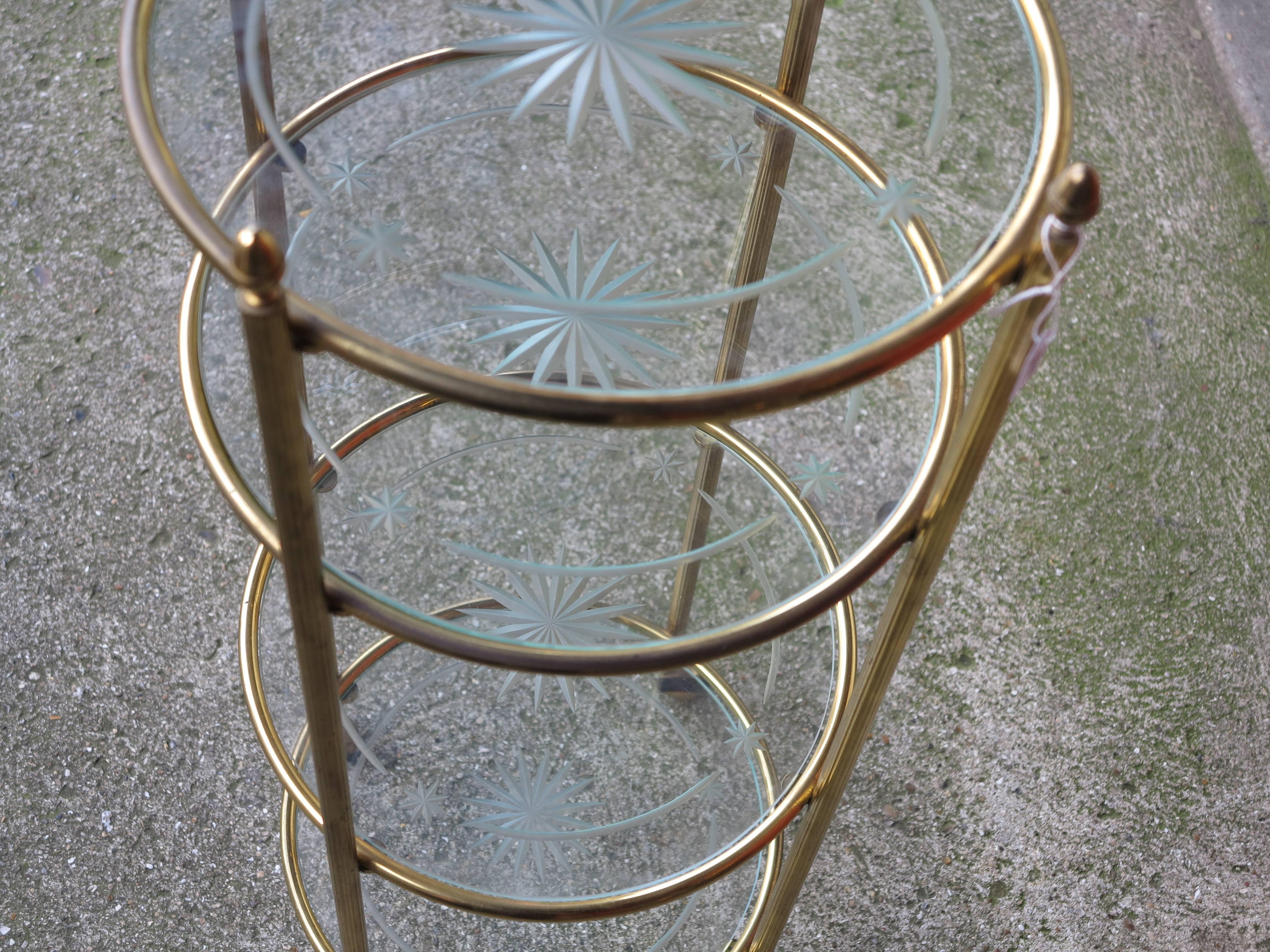 1970 Rolling Dessert Table in Gilded Brass in the Style of Maison Baguès In Good Condition In Paris, FR