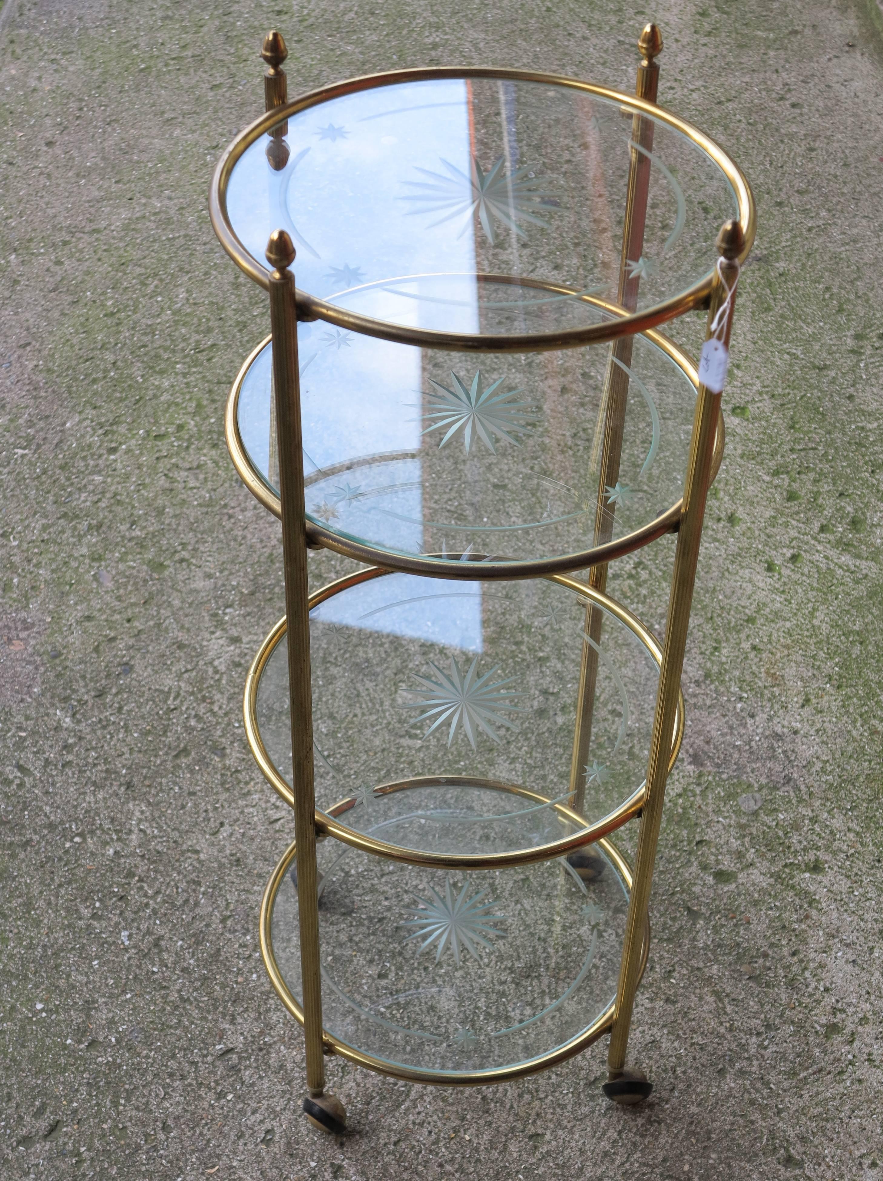 Mid-20th Century 1970 Rolling Dessert Table in Gilded Brass in the Style of Maison Baguès