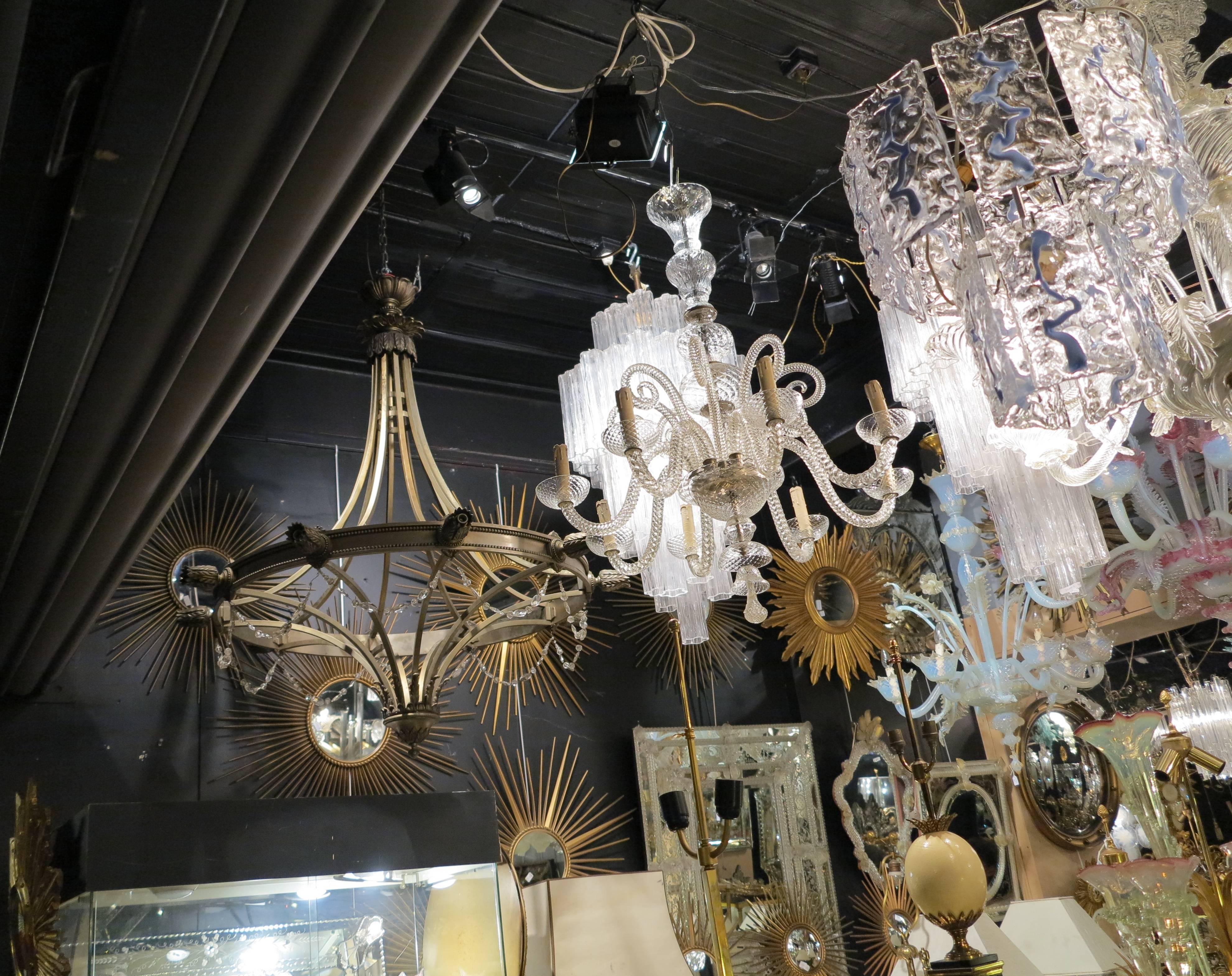 1950 Pair of Chandeliers with Ten Lights in the Style of Maison Jansen For Sale 2