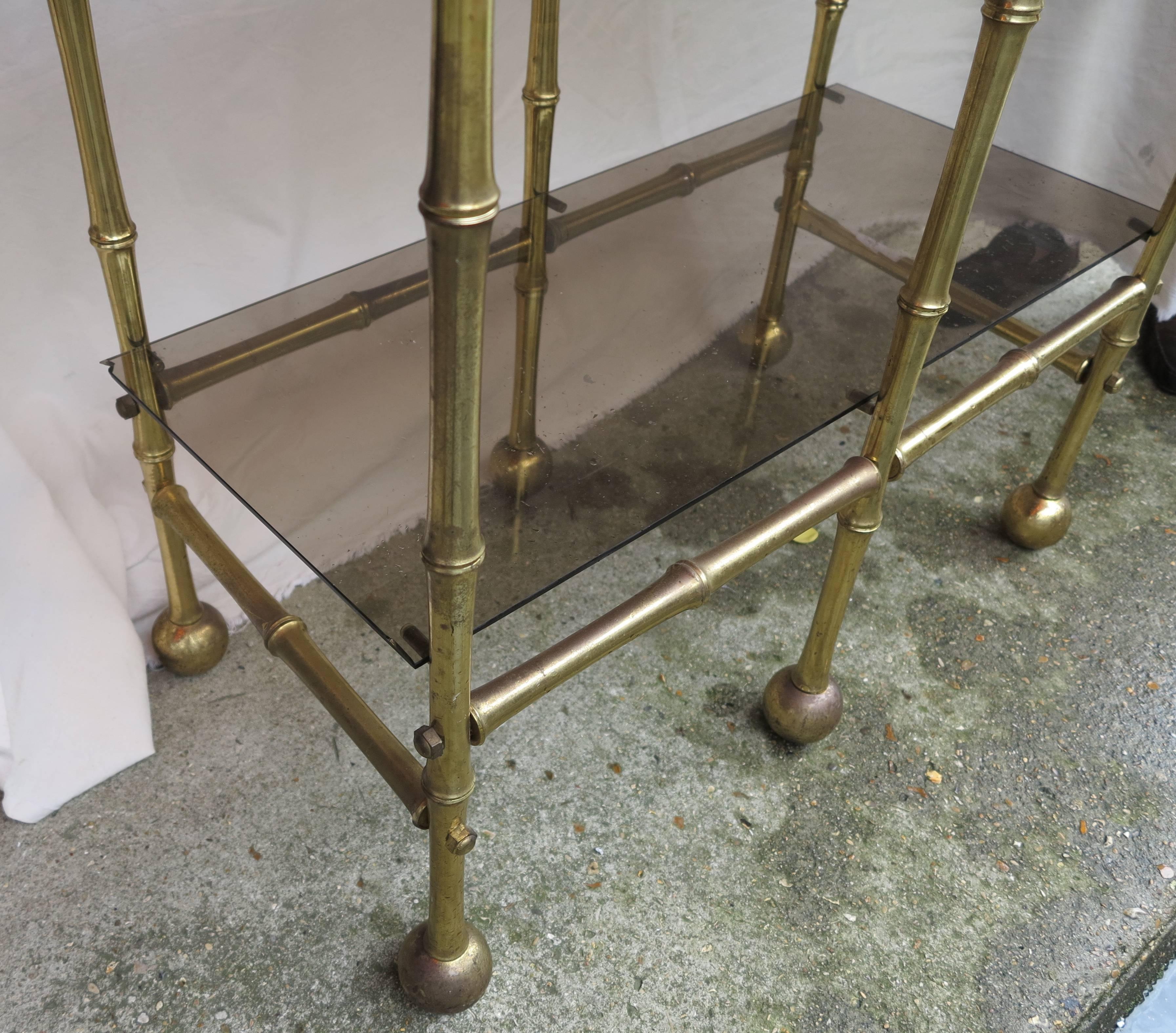 1950-1970 Top Shelf Model Bamboo Style Jacques Adnet Golden Brass In Good Condition In Paris, FR