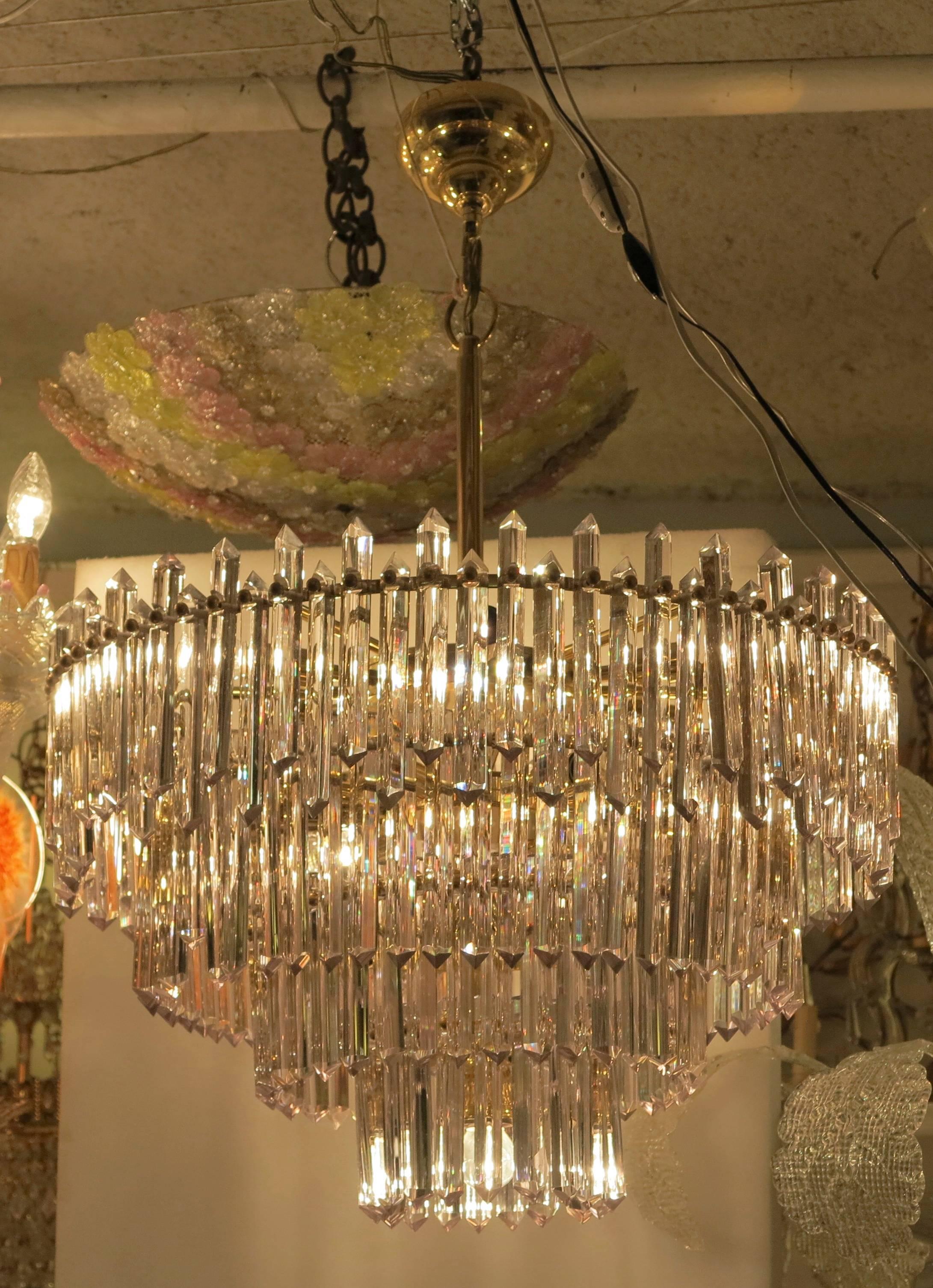 Faceted 1970 Chandelier with 180 Kristals and 17 Bulbs For Sale