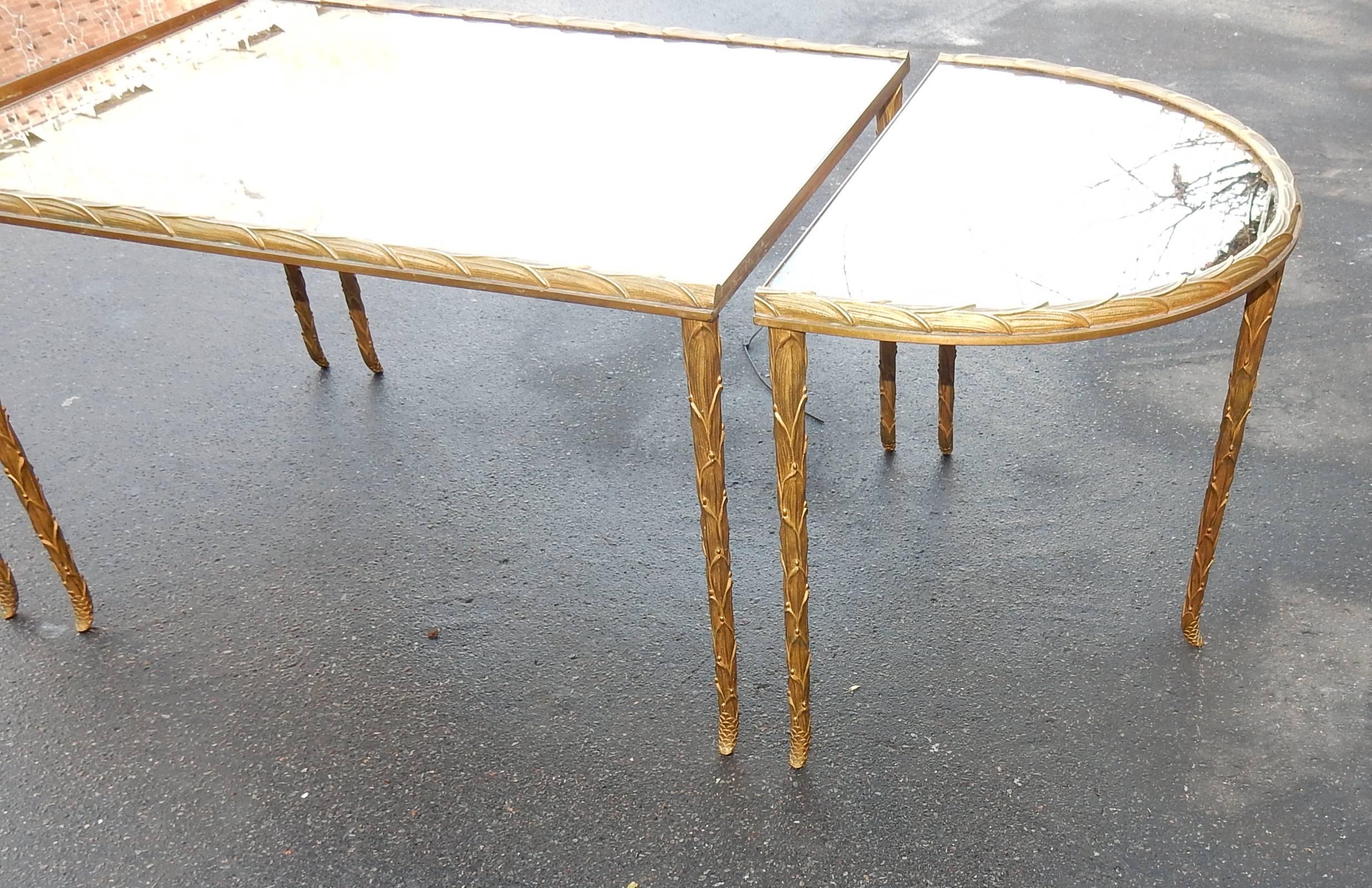 French 1950-1970 Tripartite Table Maison Charles or Maison Bagués