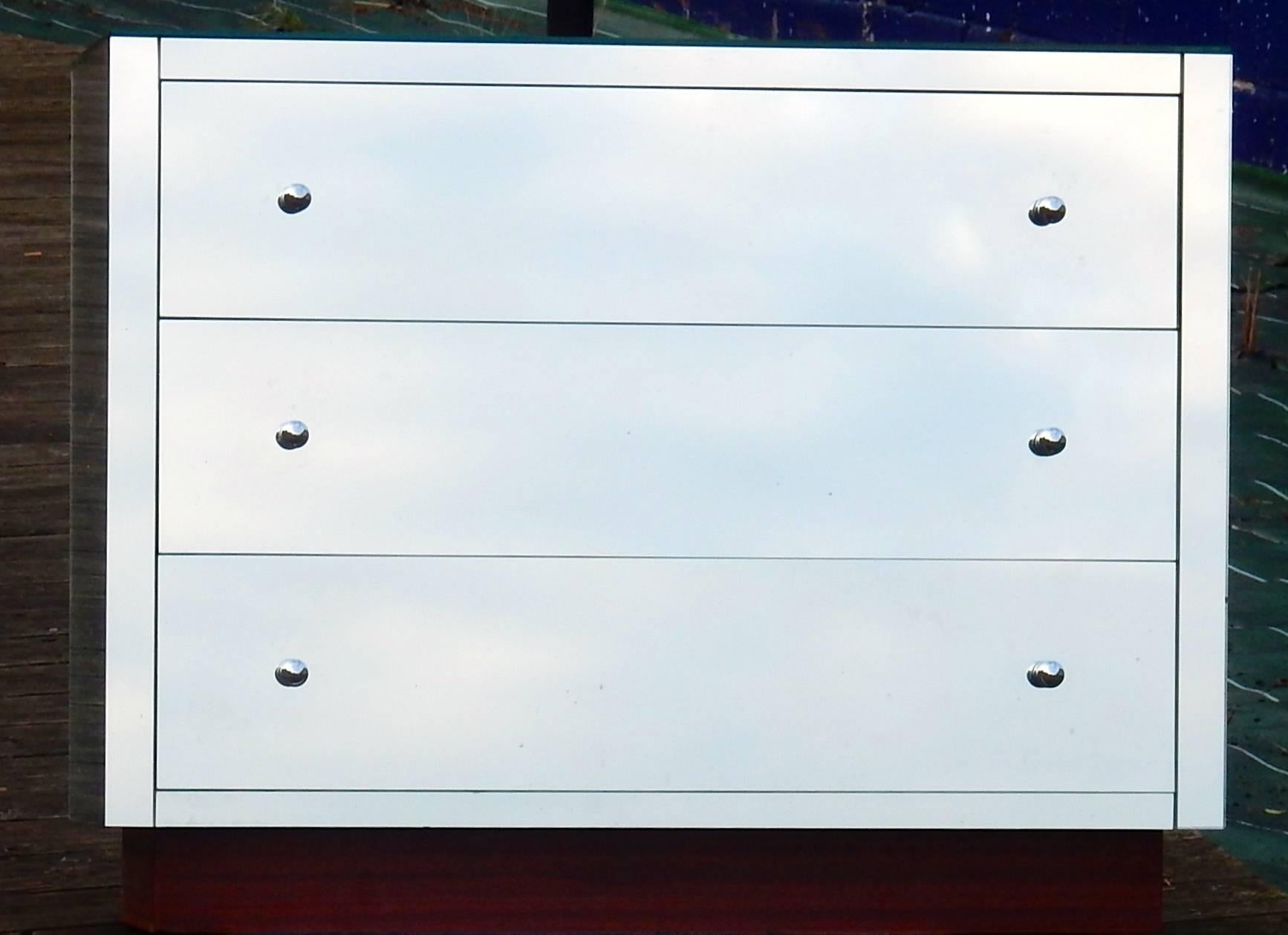 French 1940-1950 Chest of Drawers Art Deco Mirror Three Drawers with Six Chrome Buttons