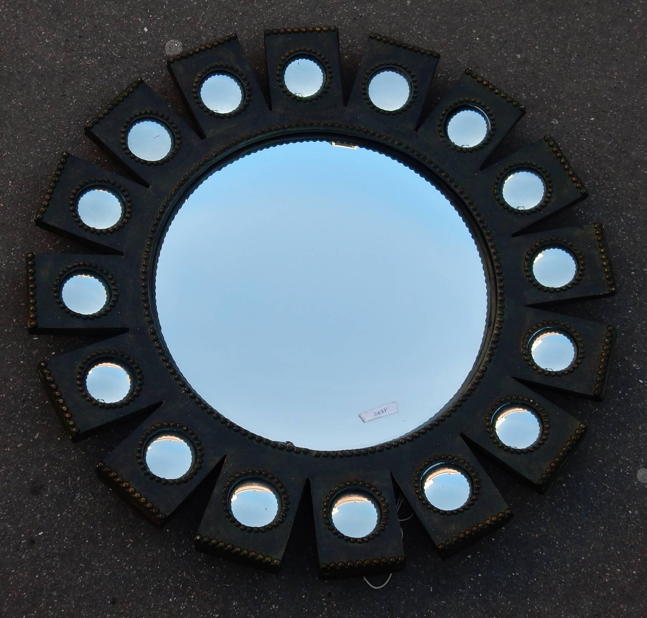 Neoclassical 1970-1980 Convex Mirror with Its 16 Small Convex Mirrors