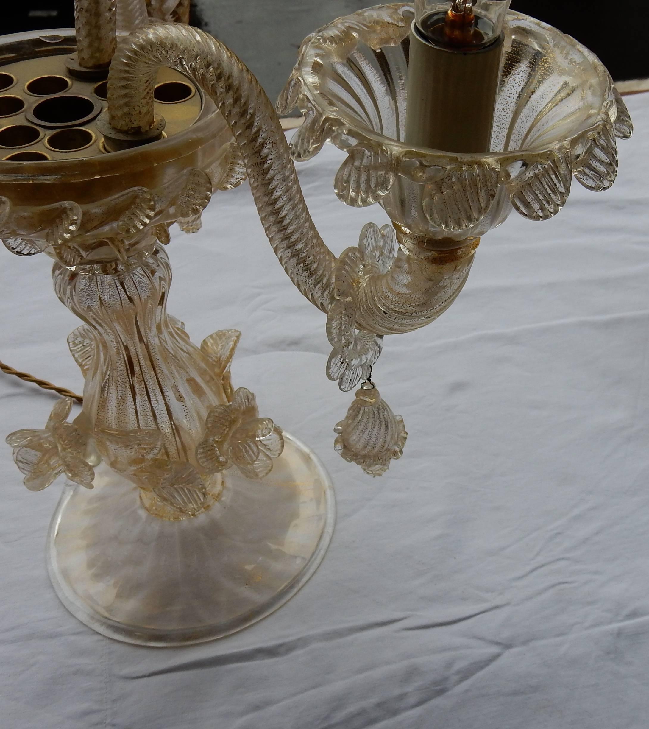 1950-1970, Clandestic Murano Cristal and Gold Inclusion In Good Condition For Sale In Paris, FR