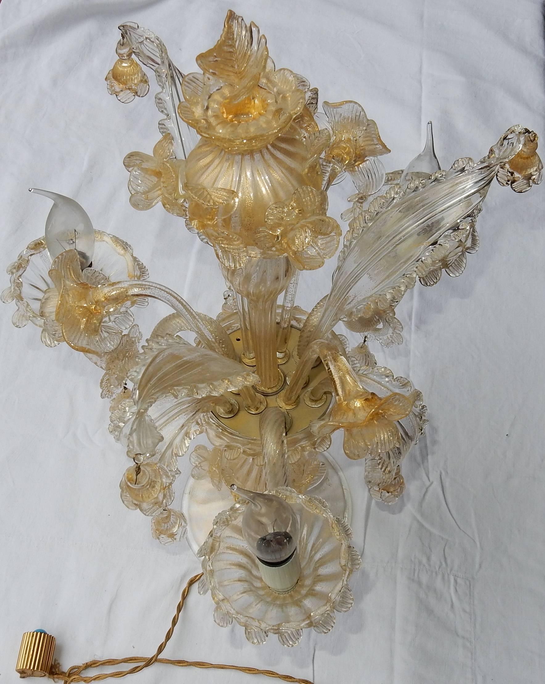 Mid-20th Century 1950-1970, Clandestic Murano Cristal and Gold Inclusion For Sale