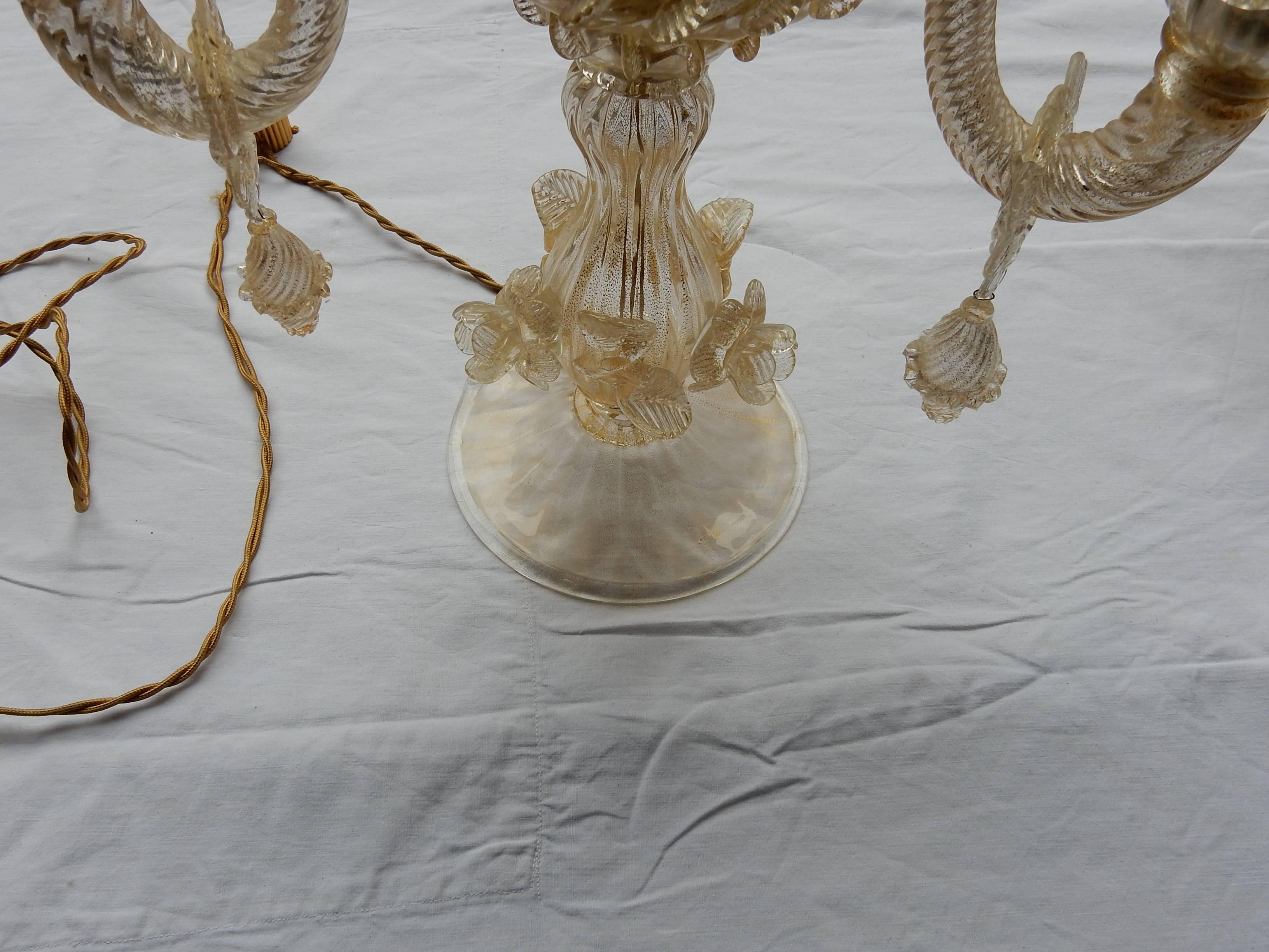 Crystal 1950-1970, Clandestic Murano Cristal and Gold Inclusion For Sale