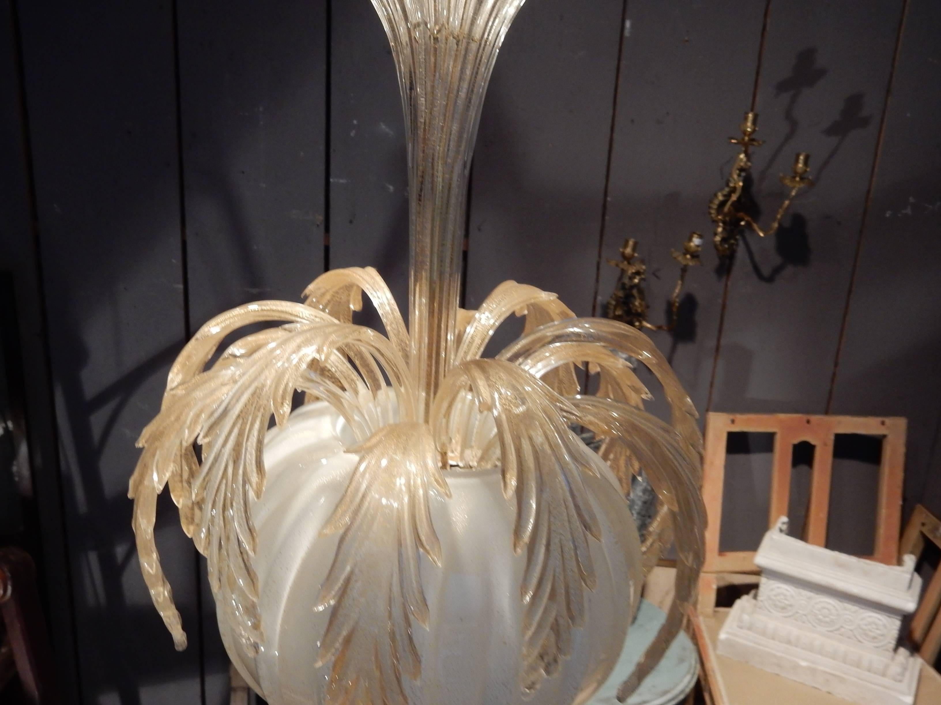 Chandelier Murano Crystal and Gold Inclusion, Pineapple Form by Barovier In Good Condition In Paris, FR