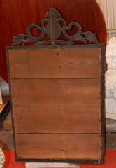 1880-1900 Venetian Mirror with Pediment Blue Glass Adorned with Flowers