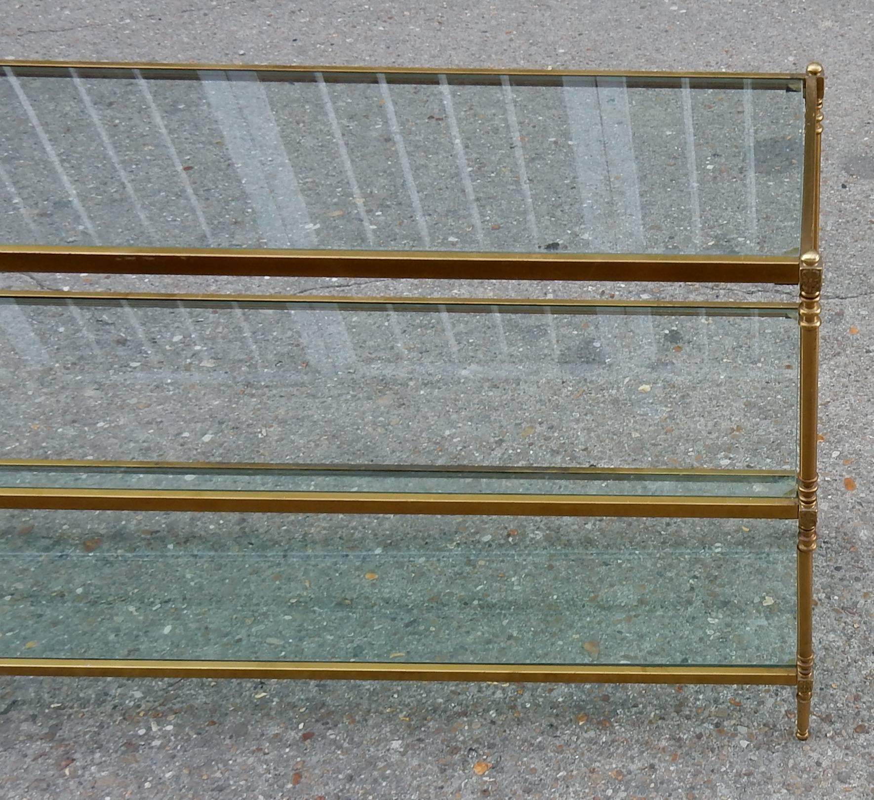 French 1950-1970 Shelf in the Style of Maison Jansen in Brass