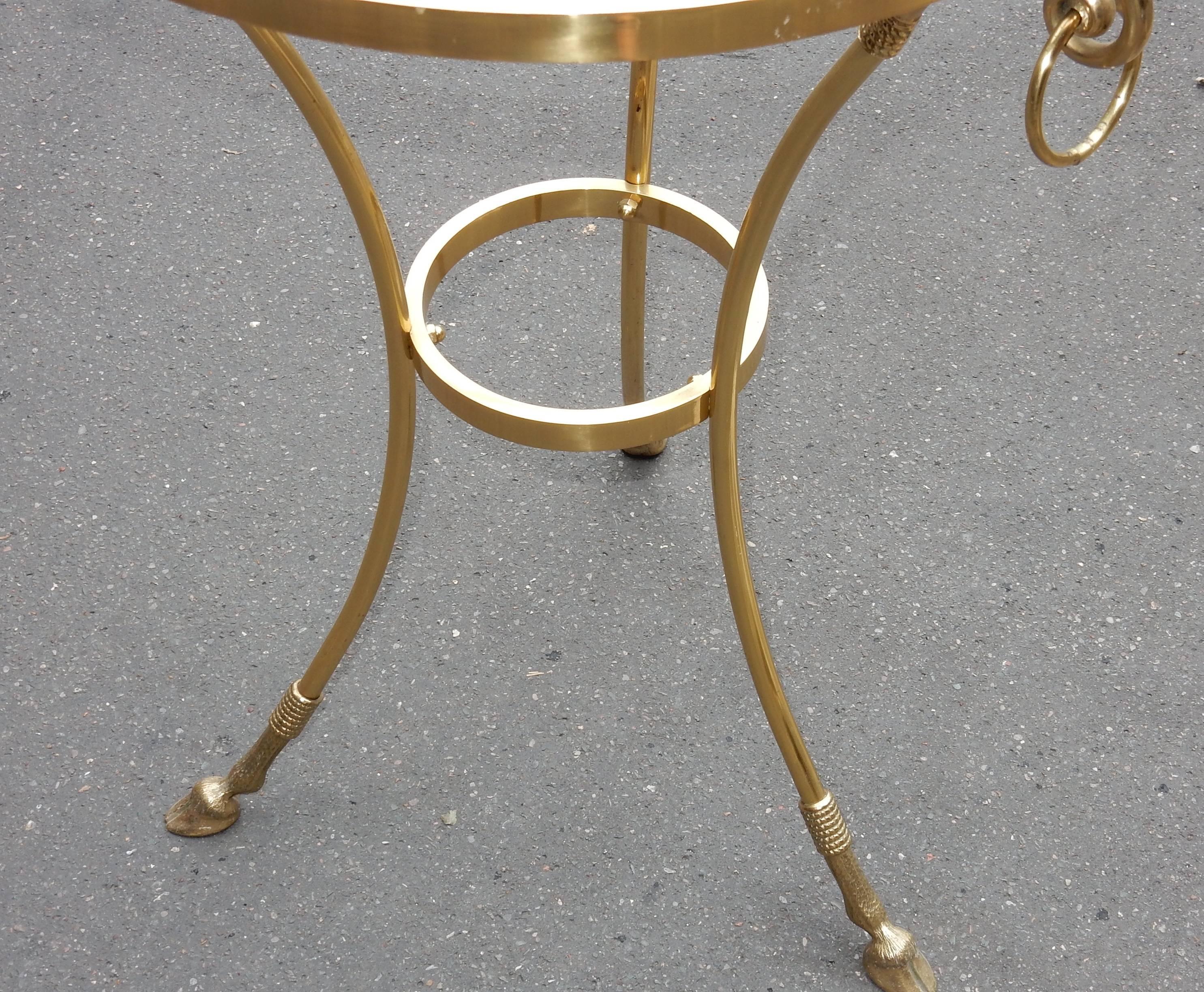 1970-1980 Pedestal Table in Gilt Bronze with Top in Glass Style Maison Charles 3