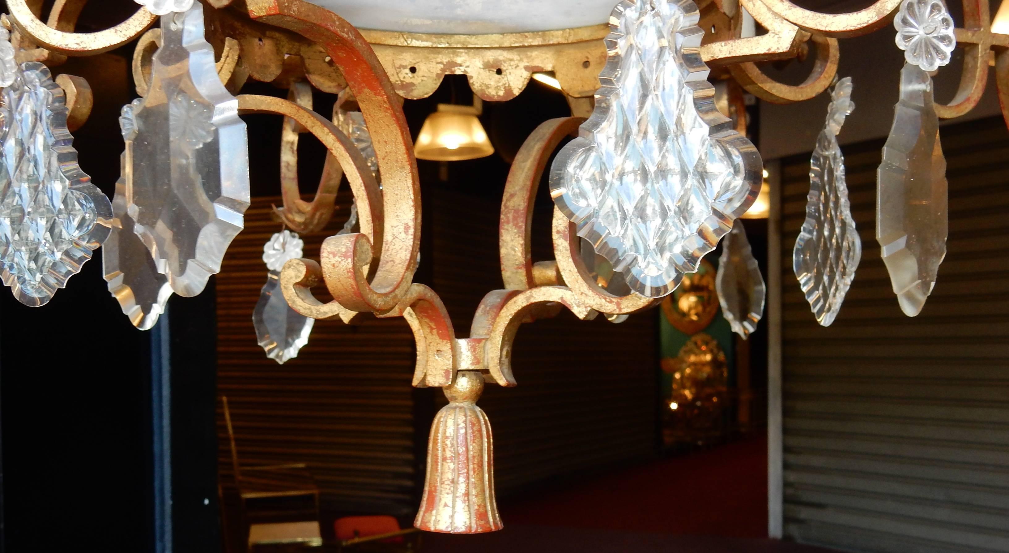 Patinated 1950 Medieval Chandelier in the Style of Maison Jansen For Sale