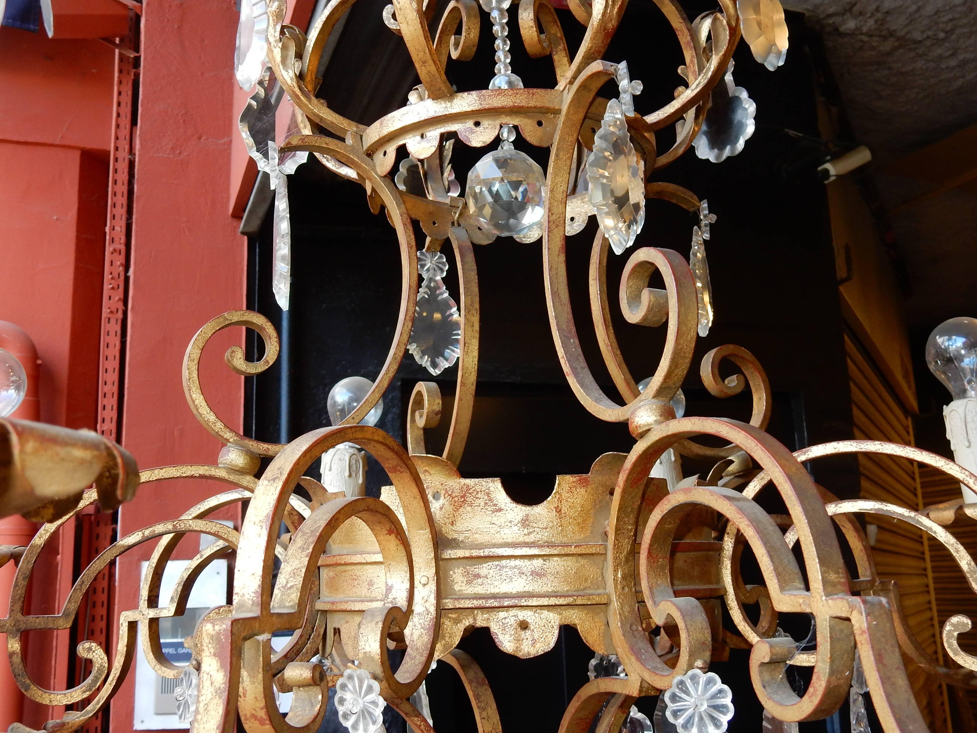 1950 Medieval Chandelier in the Style of Maison Jansen In Good Condition For Sale In Paris, FR