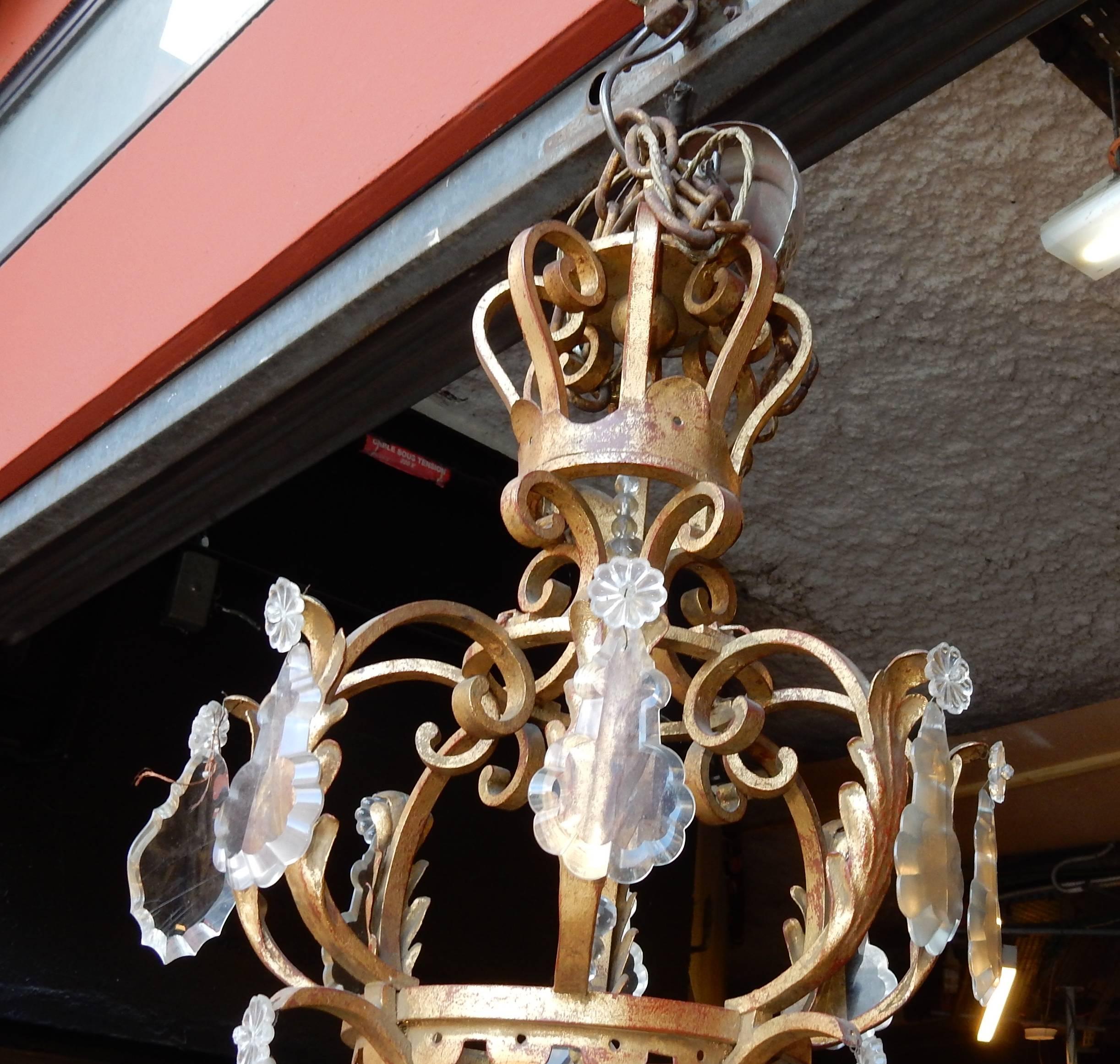 Mid-20th Century 1950 Medieval Chandelier in the Style of Maison Jansen For Sale