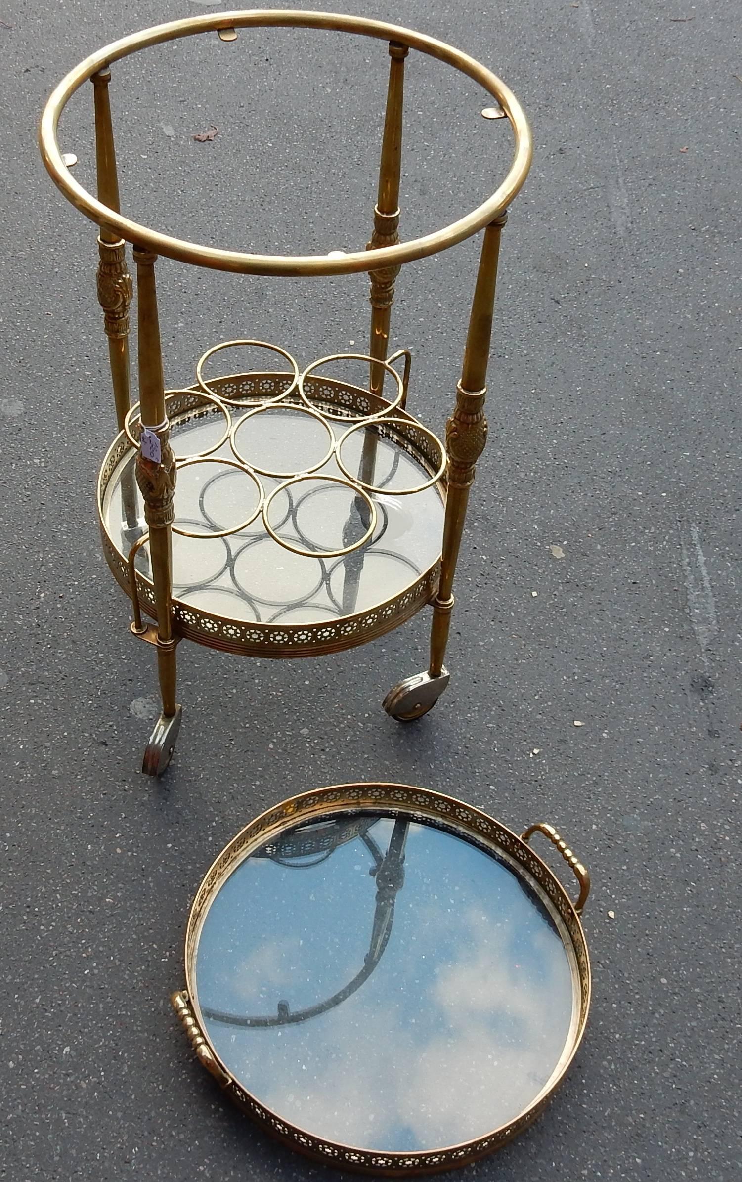 1950-1970 Rolling Bar Gilded Brass in the Style of Maison Baguès In Good Condition In Paris, FR