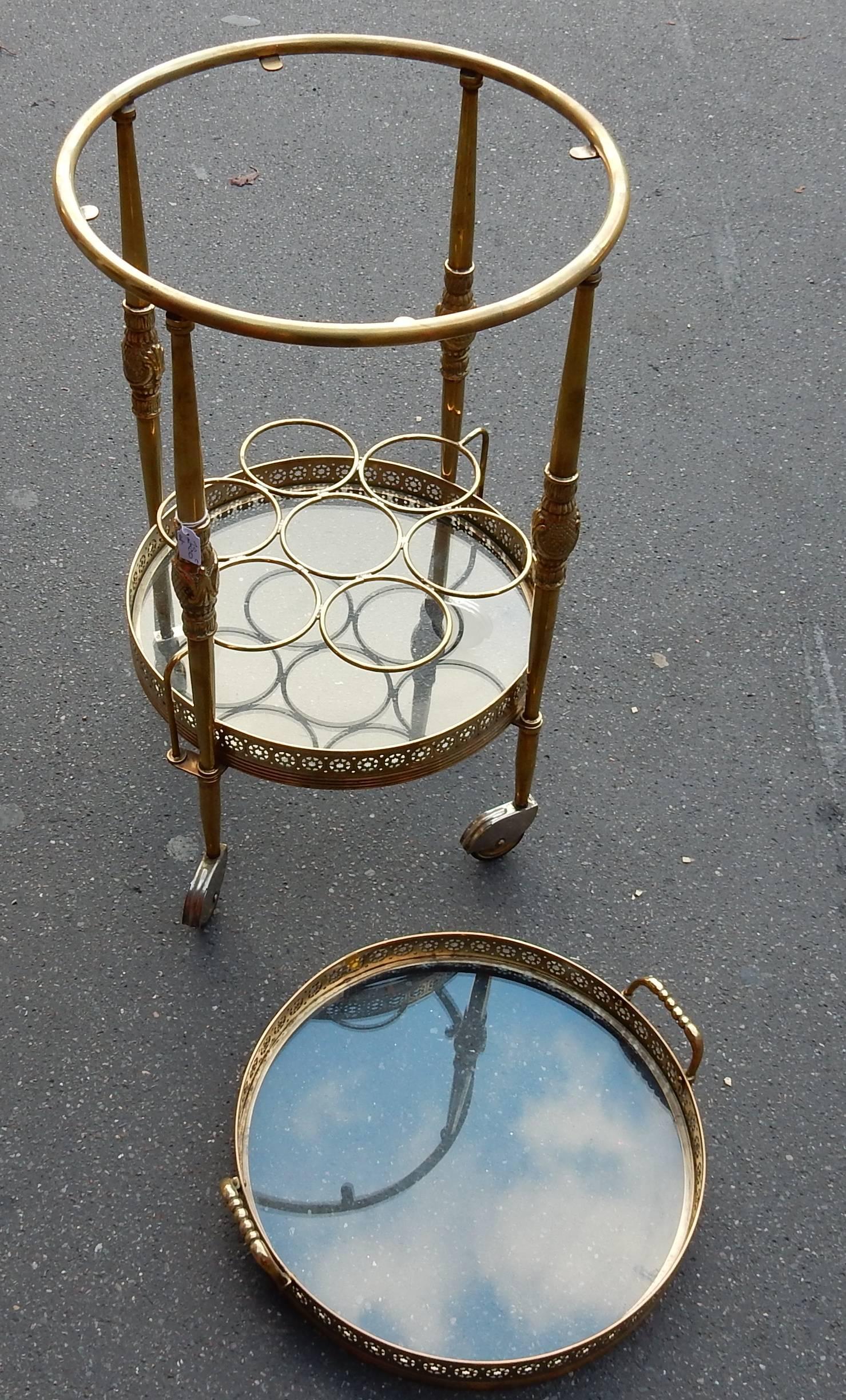 Late 20th Century 1950-1970 Rolling Bar Gilded Brass in the Style of Maison Baguès