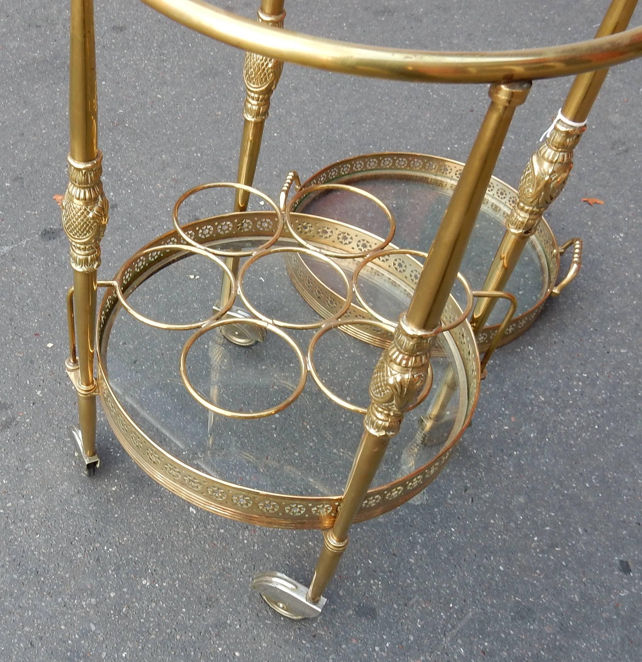 1950-1970 Rolling Bar Gilded Brass in the Style of Maison Baguès 1