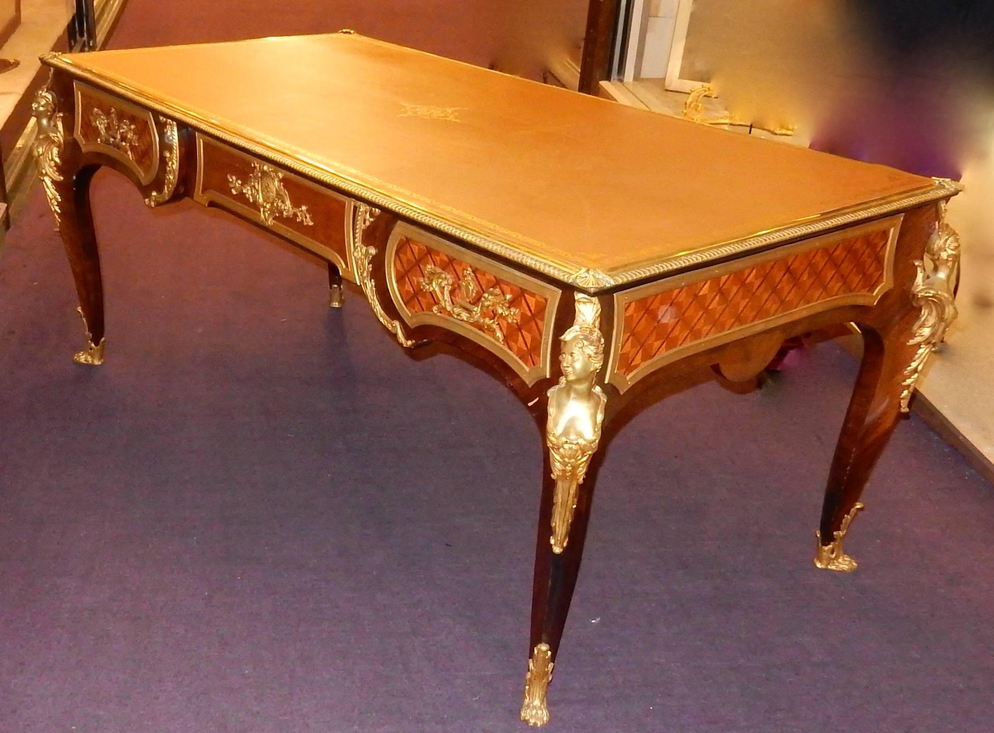 Late 19th Century 1880-1900 Flat Desk Napoléon III Has l Espagnolette in the Style of Cressent