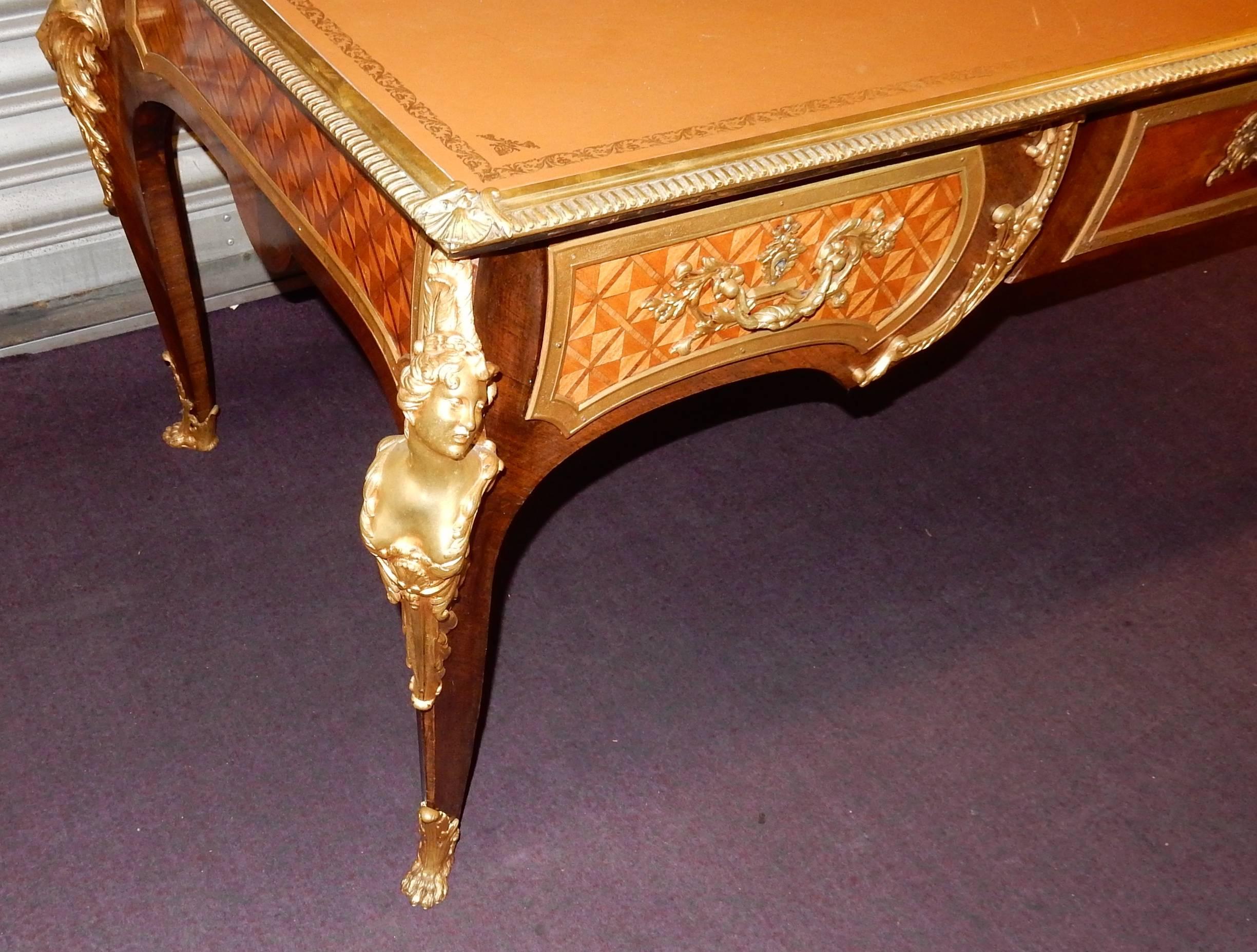 Napoleon III 1880-1900 Flat Desk Napoléon III Has l Espagnolette in the Style of Cressent