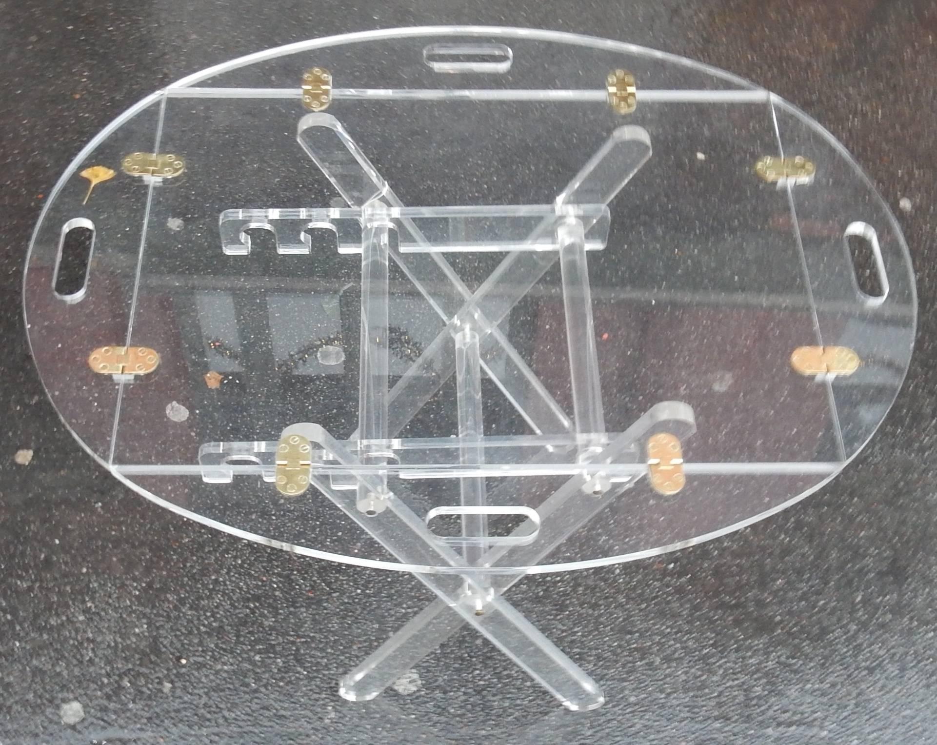 French 1970 ' Lucite Table of Marine Has Adjustable Height For Sale