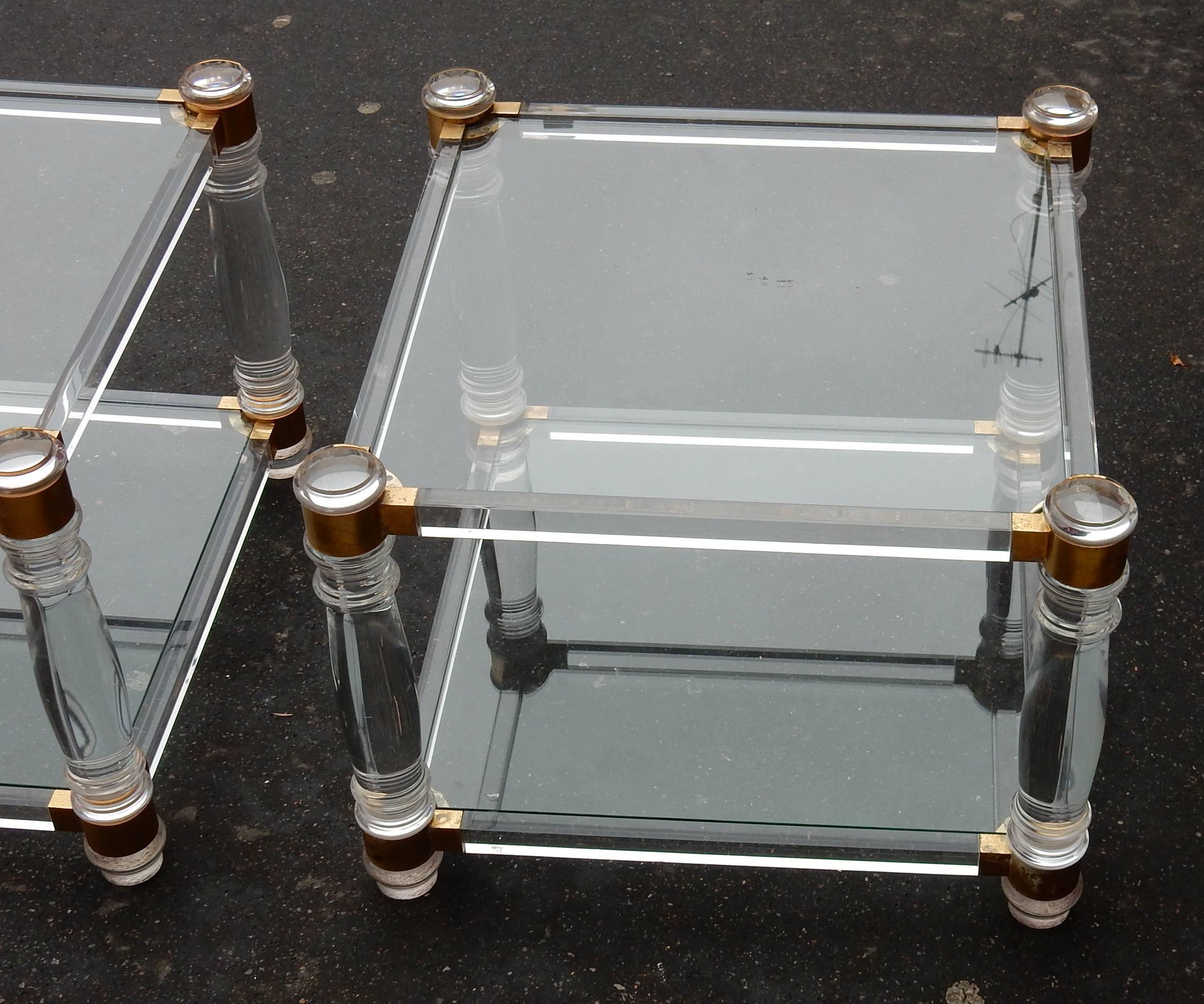 1970 Pair of Ends of Sofa in Lucite in the Style of Roméo 1
