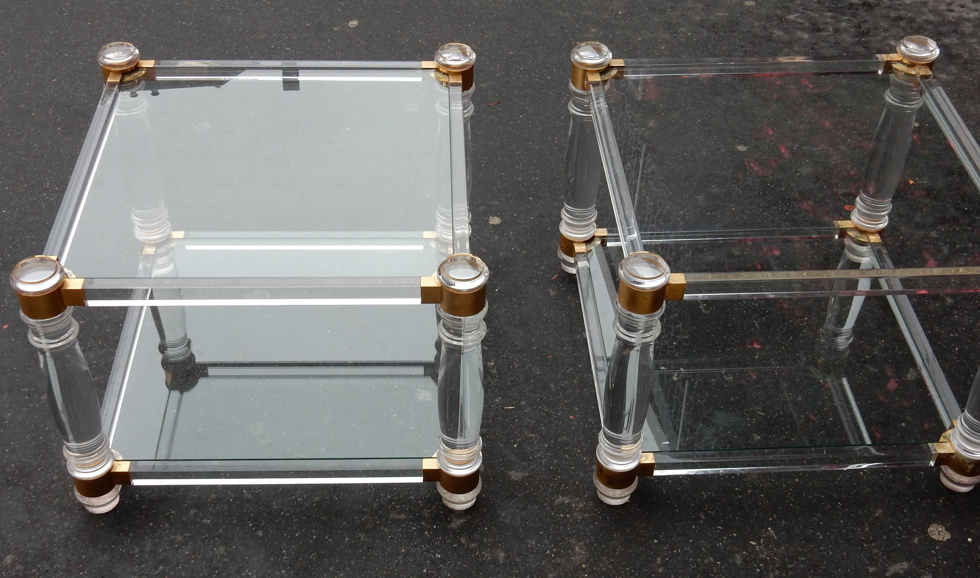 1970 Pair of Ends of Sofa in Lucite in the Style of Roméo 2