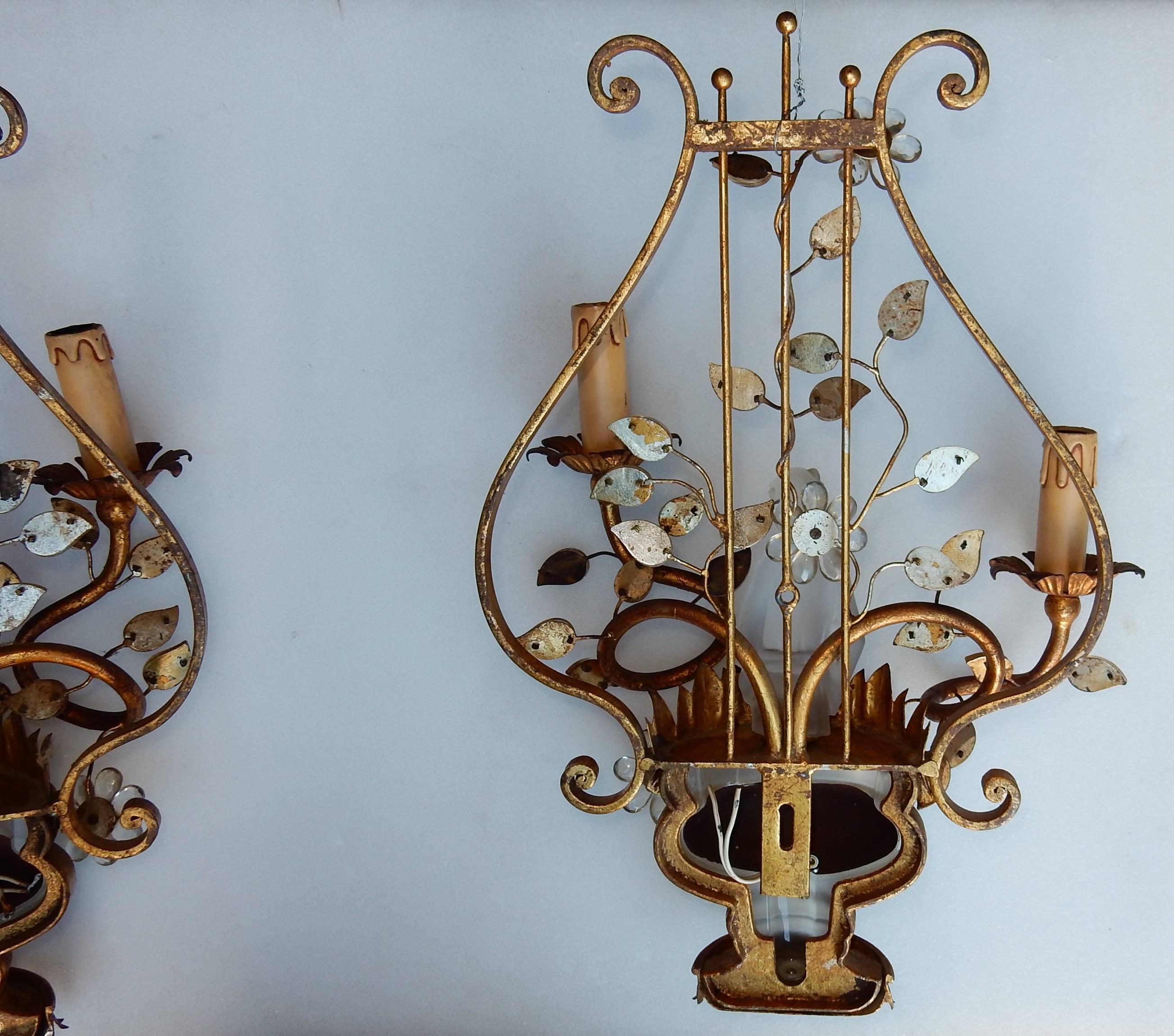 Late 20th Century 1970 Pair of Wall Lamp Deco Chinese in the Style of Maison Baguès For Sale