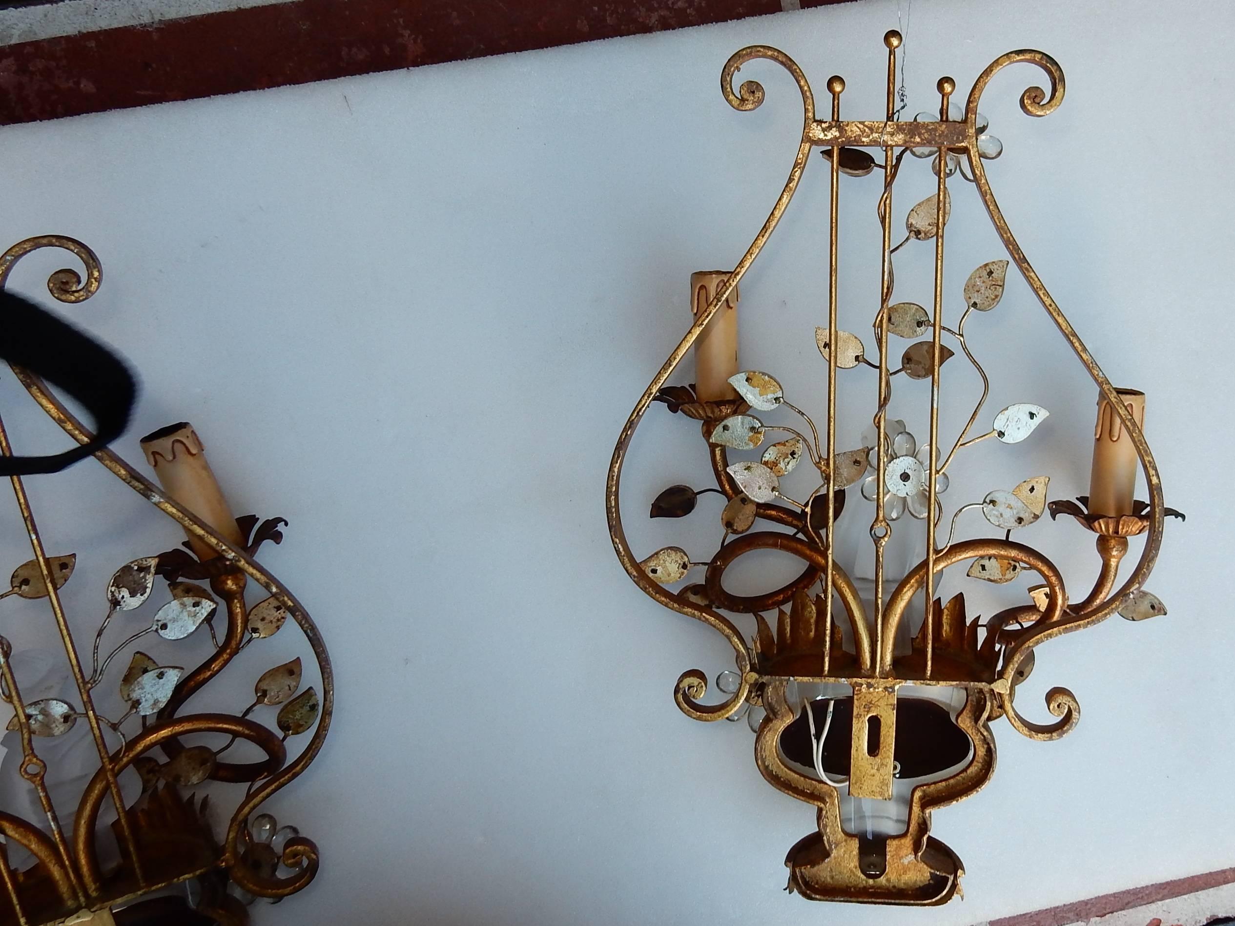 1970 Pair of Wall Lamp Deco Chinese in the Style of Maison Baguès In Good Condition For Sale In Paris, FR