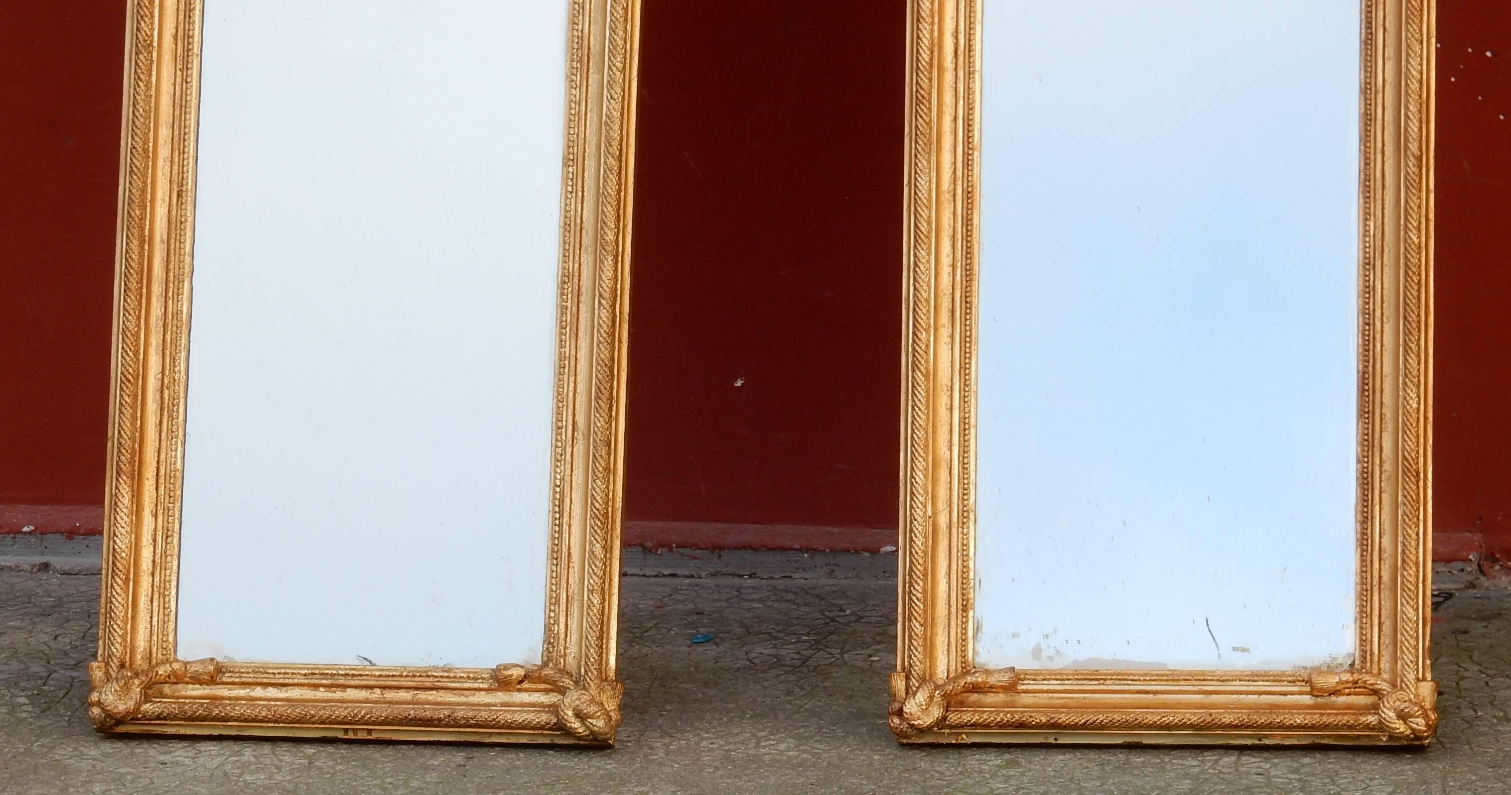 Doré Paire de miroirs dorés en mercure, 1850-1880, N 3 en vente