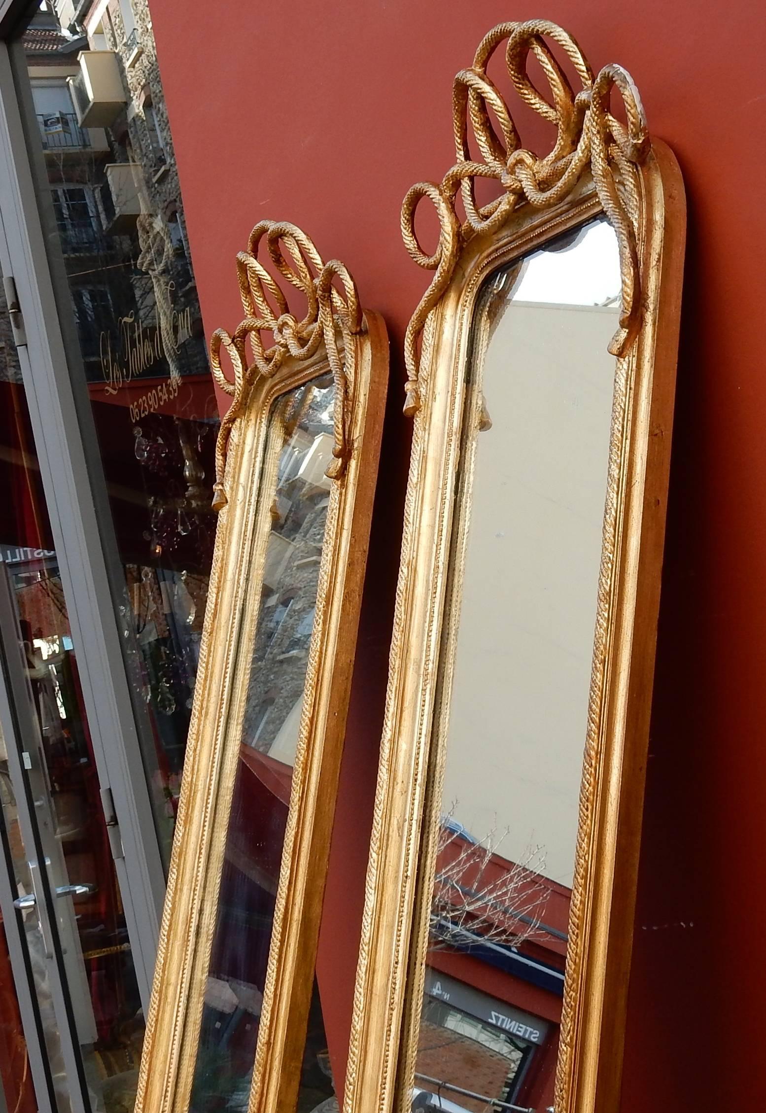 Napoleon III 1850-1880 Pair of Mirror Gilted in the Mercury N 3 For Sale