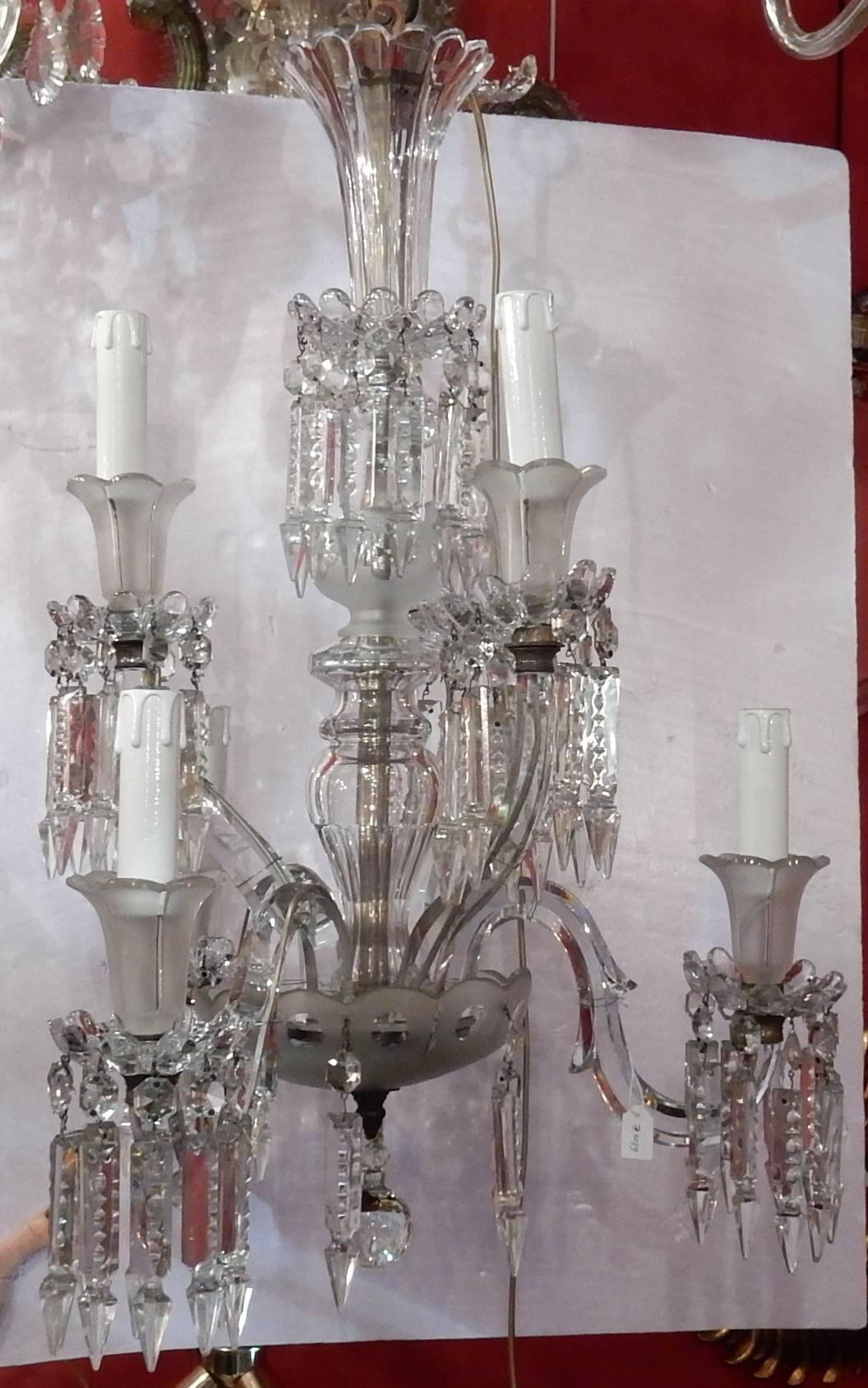 Chandelier Crystal Baccarat  ;  ; prism with spikes,6 arms.
Good condition, circa 1950