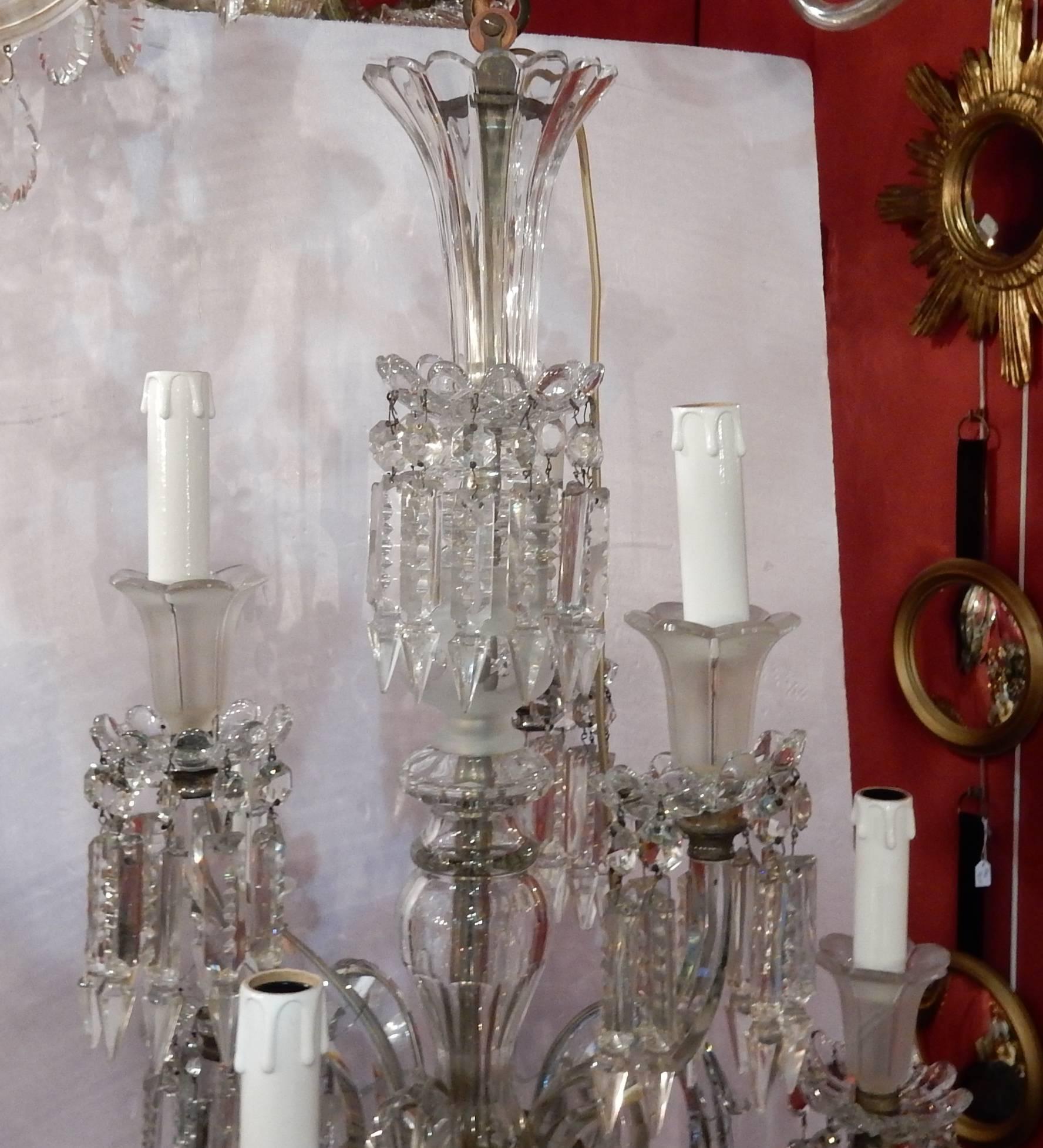 French 1950'Chandelier Crystal Baccarat 6 Arms For Sale