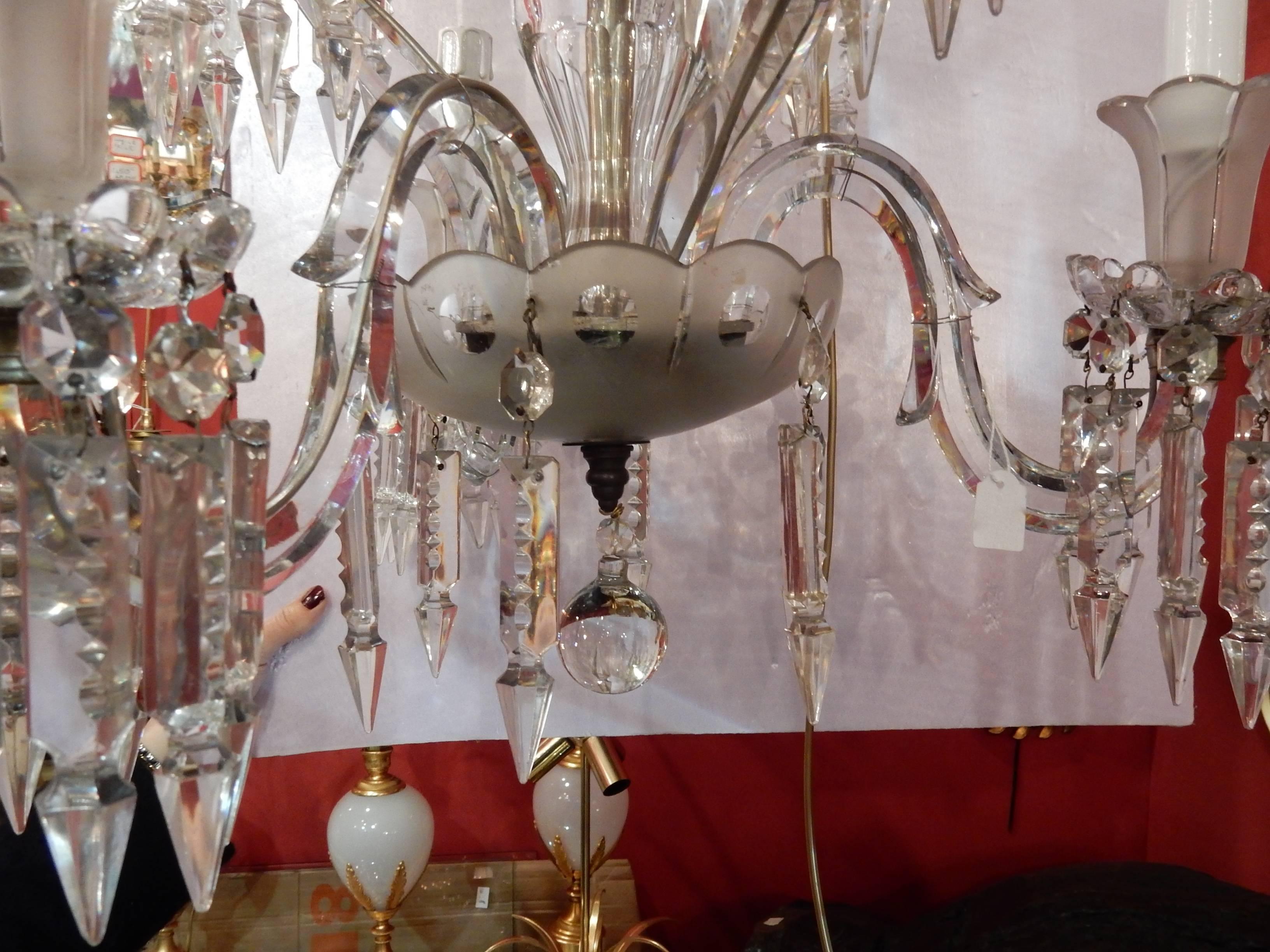 Napoleon III 1950'Chandelier Crystal Baccarat 6 Arms For Sale