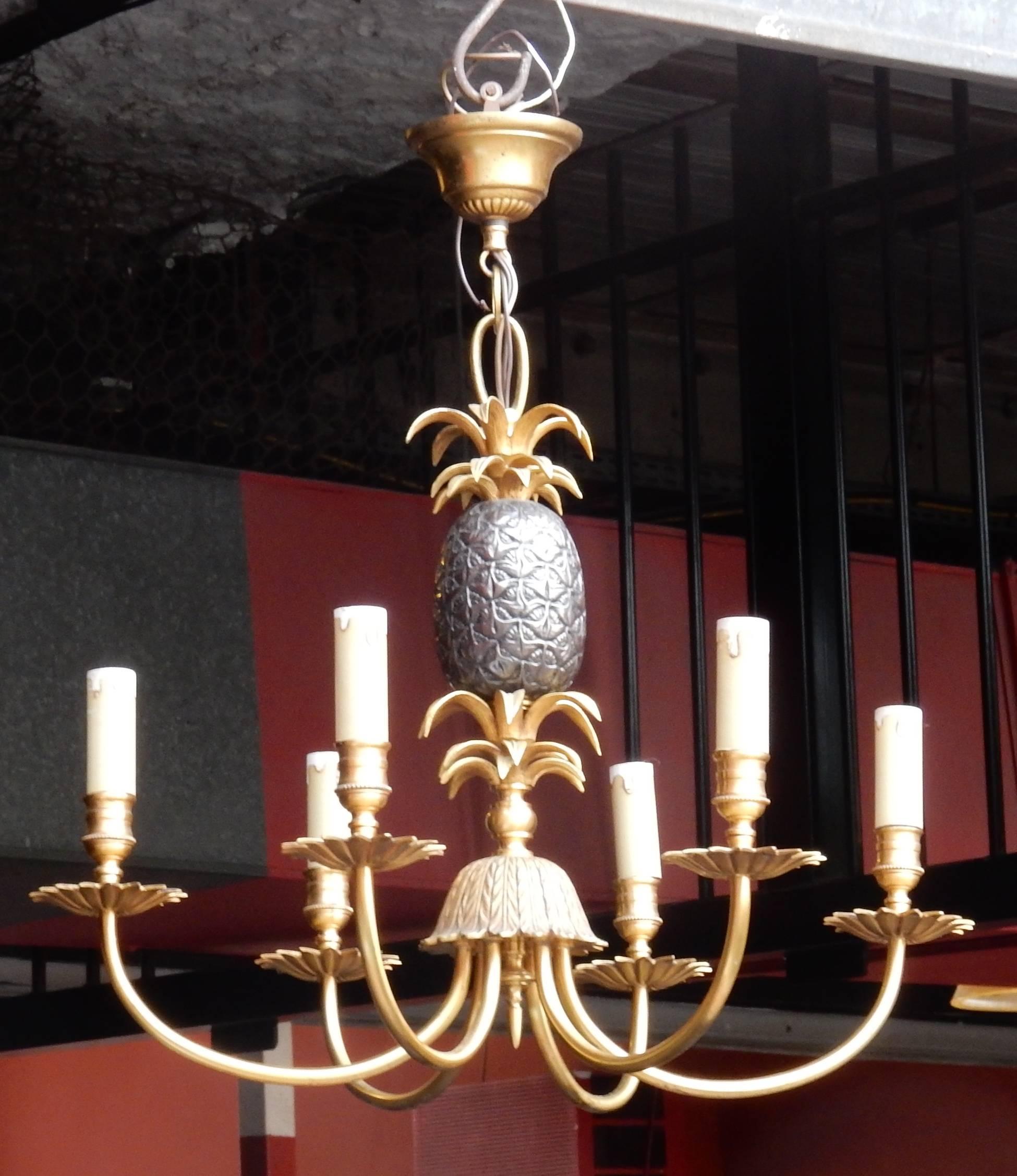 A pair of 6-light  bronze chandelier , good condition, double patinas