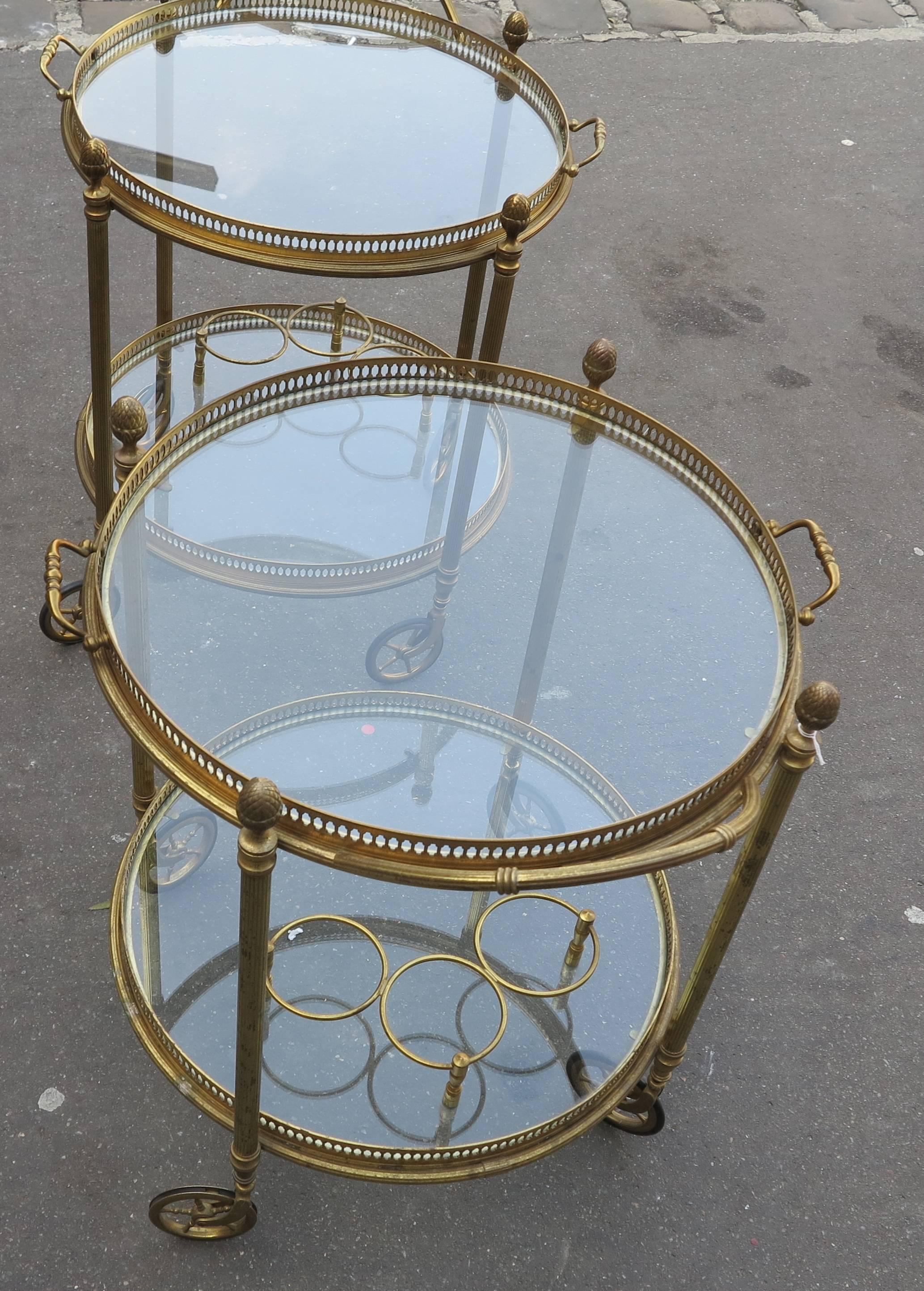 Gilt 1970' Pair of Serving Table Two Tray by Maison Bagués