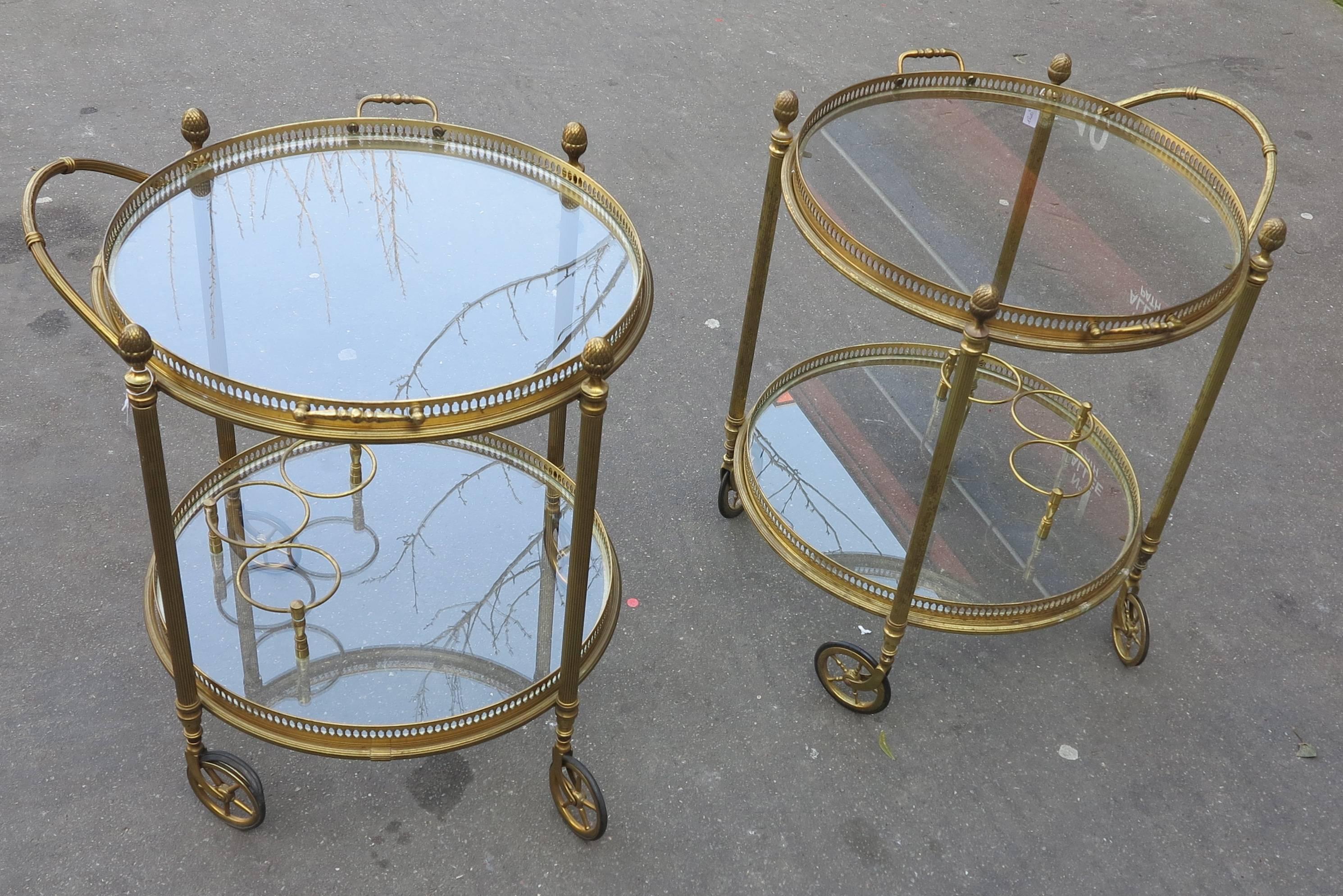 1970' Pair of Serving Table Two Tray by Maison Bagués In Fair Condition In Paris, FR