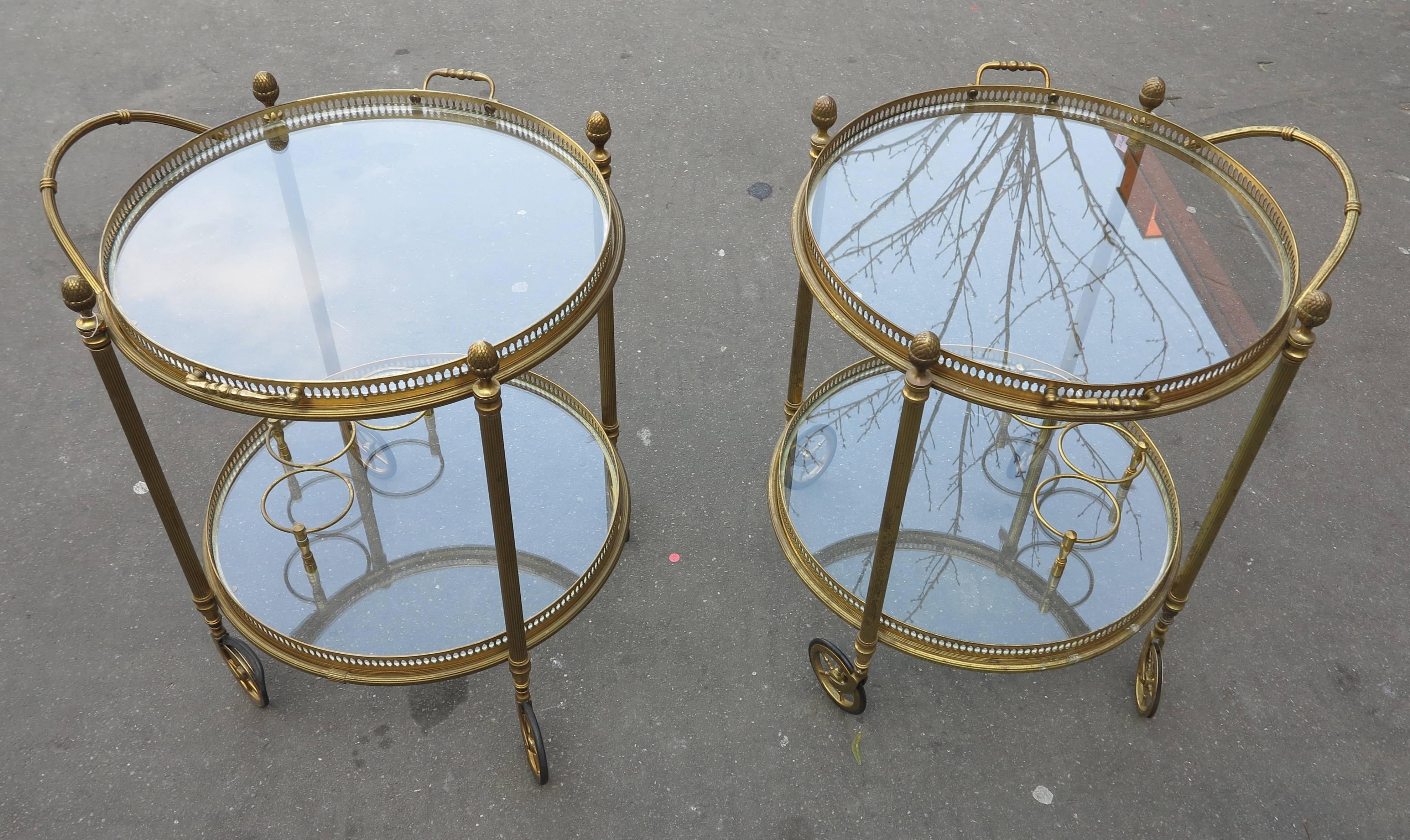 French 1970' Pair of Serving Table Two Tray by Maison Bagués