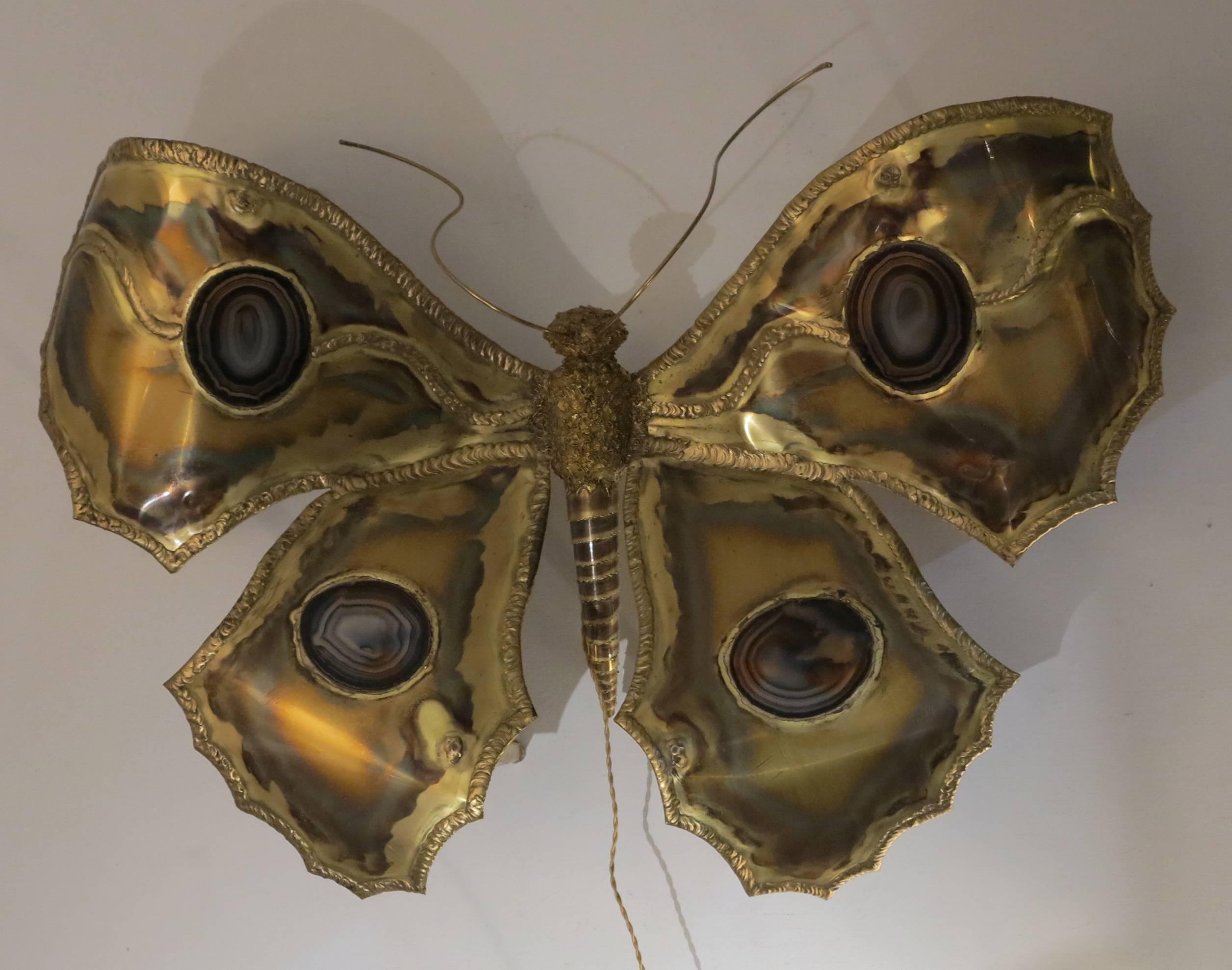 Table with a Bronze Butterfly in the Style of Duval Brasseur, 1950-1970 1