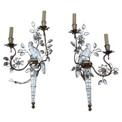 19/7050 Pair of Wall Lights with Parakeet Placed on a Sheath, Maison Bagués