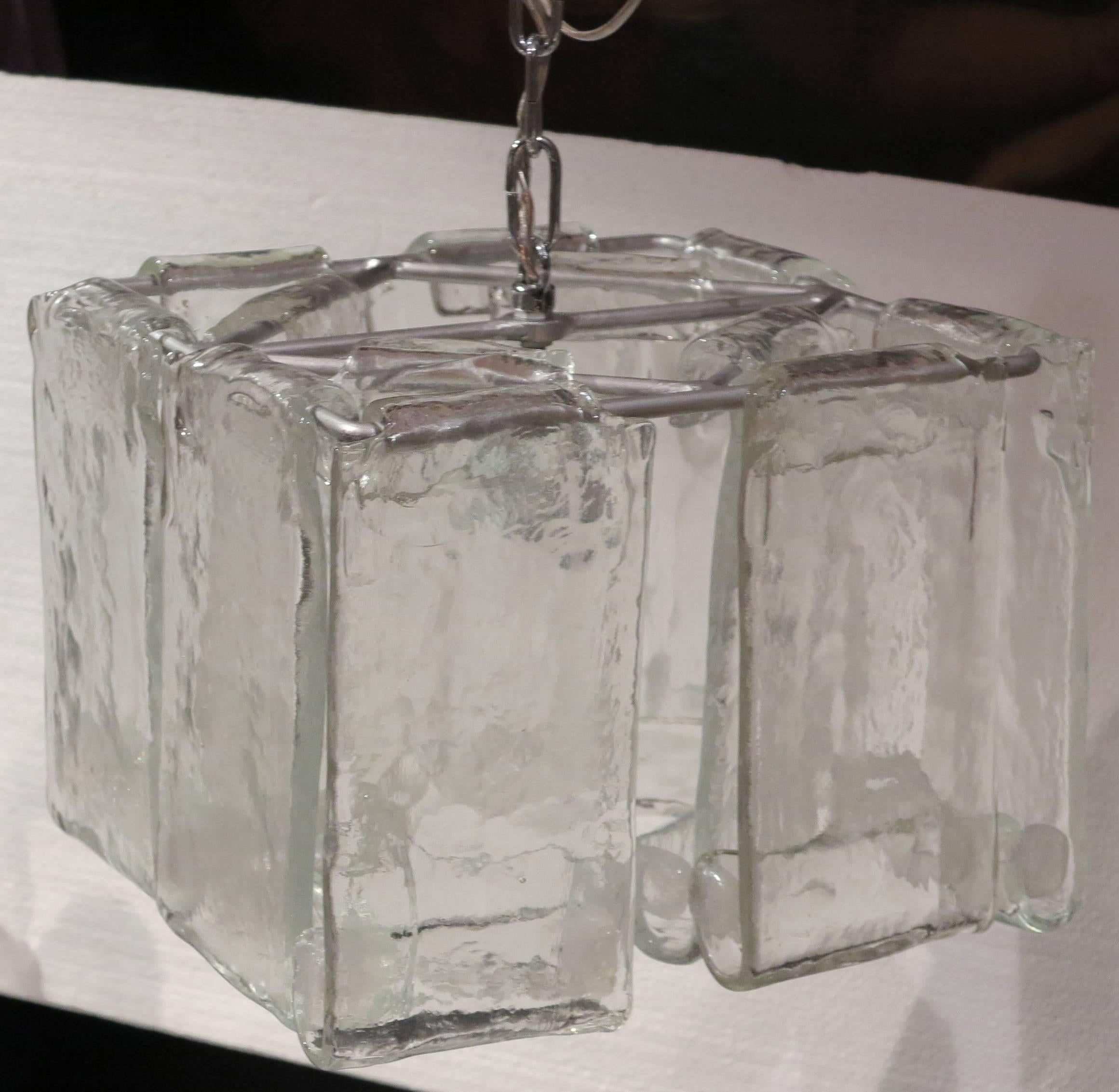 Cotto in fornace Coppia di lampadari o lanterne degli anni '70 di Fratelli Crystal di Murano in vendita