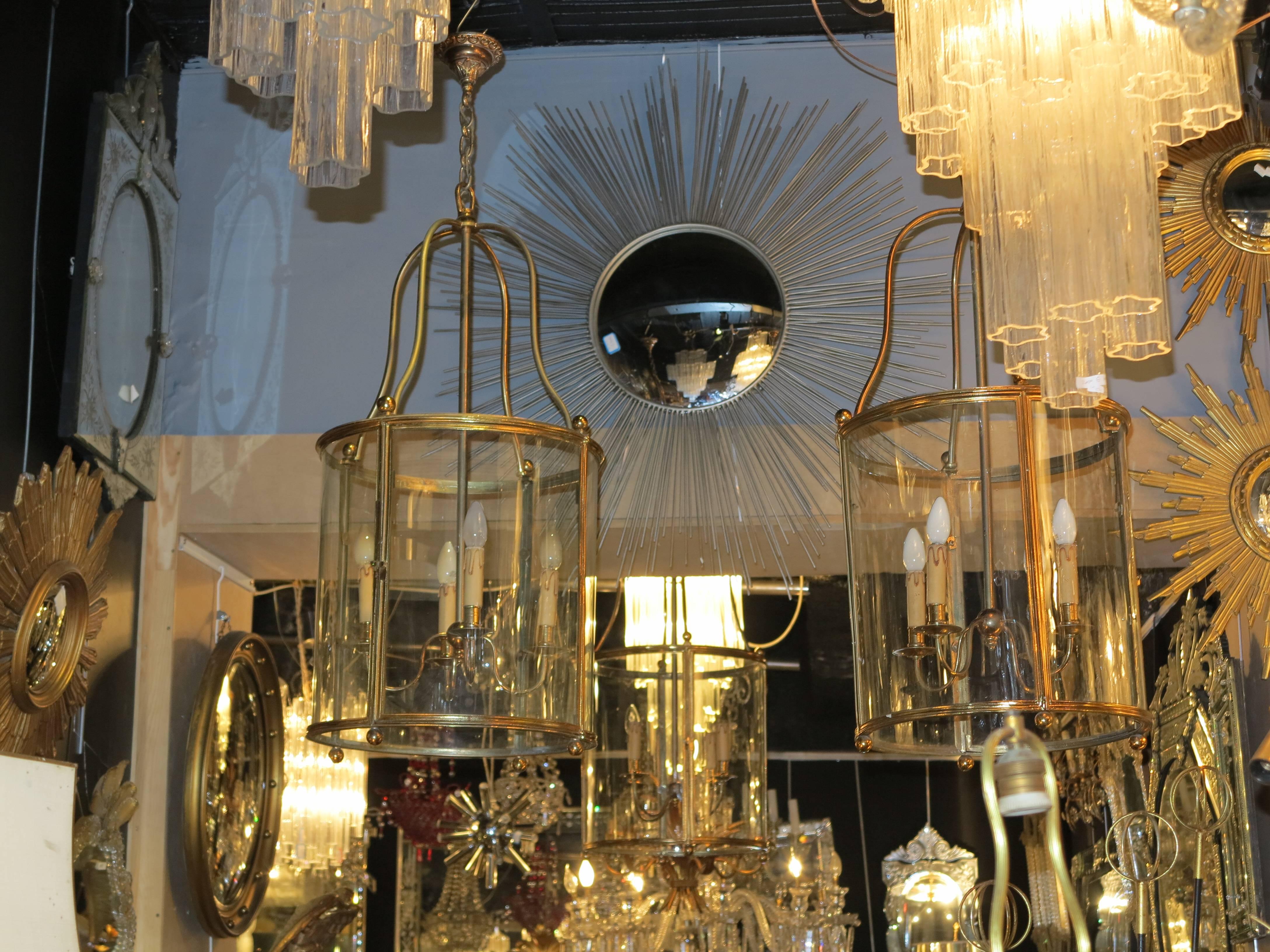 1950s Three Gilded iron Lanterns in the Style of Directoire 1