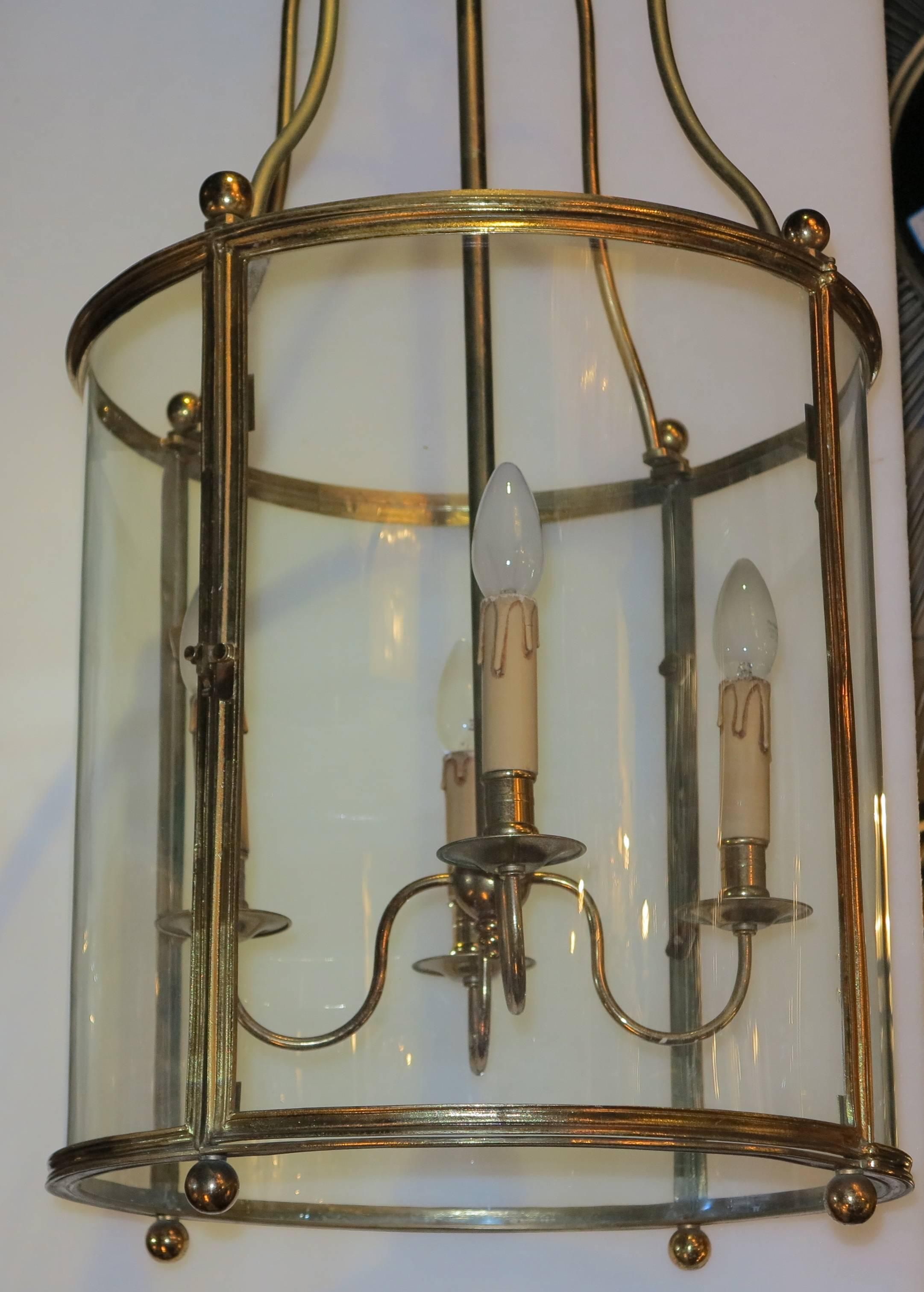 French 1950s Three Gilded iron Lanterns in the Style of Directoire